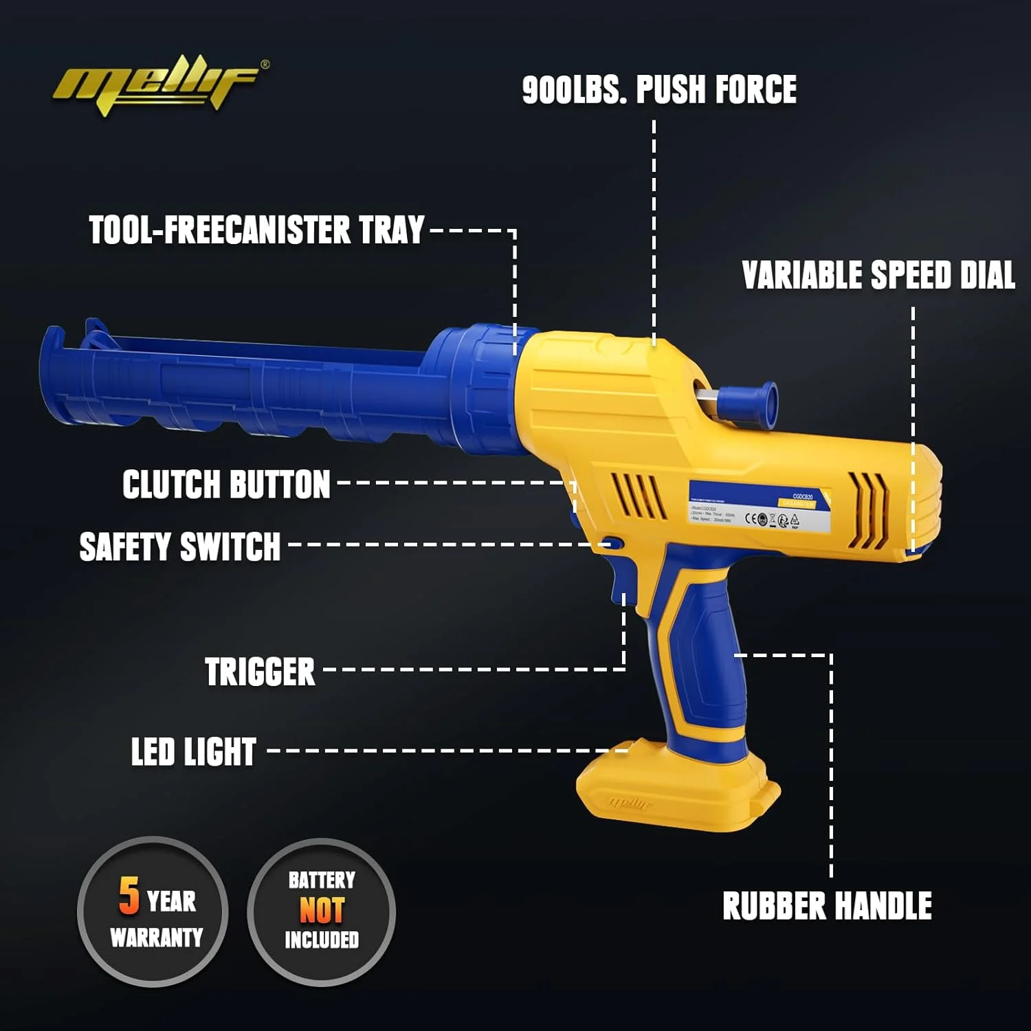 تفنگ درزگیر شارژی سازگار با باتری 20 ولت Dewalt (فقط ابزار)، ابزار درزگیر باتری خور تفنگ درزگیر برقی با 5 سرعت قابل تنظیم، طراحی ضد چکه، لوله 10oz/20oz برای پر کردن و آب بندی تفنگ درزگیر شارژی سازگار با باتری 20 ولت Dewalt (فقط ابزار)، ابزار درزگیر باتری خور تفنگ درزگیر برقی با 5 سرعت قابل تنظیم، طراحی ضد چکه، لوله 10oz/20oz برای پر کردن و آب بندی