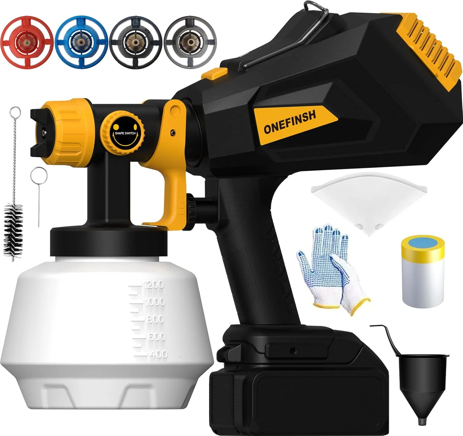 پیستوله رنگ پاش شارژی ONEFINSH سازگار با باتری 20 ولت Dewalt، قدرتمند و قابل حمل برای پروژه های DIY، ایده آل برای رنگ آمیزی خانه (بدون باتری)