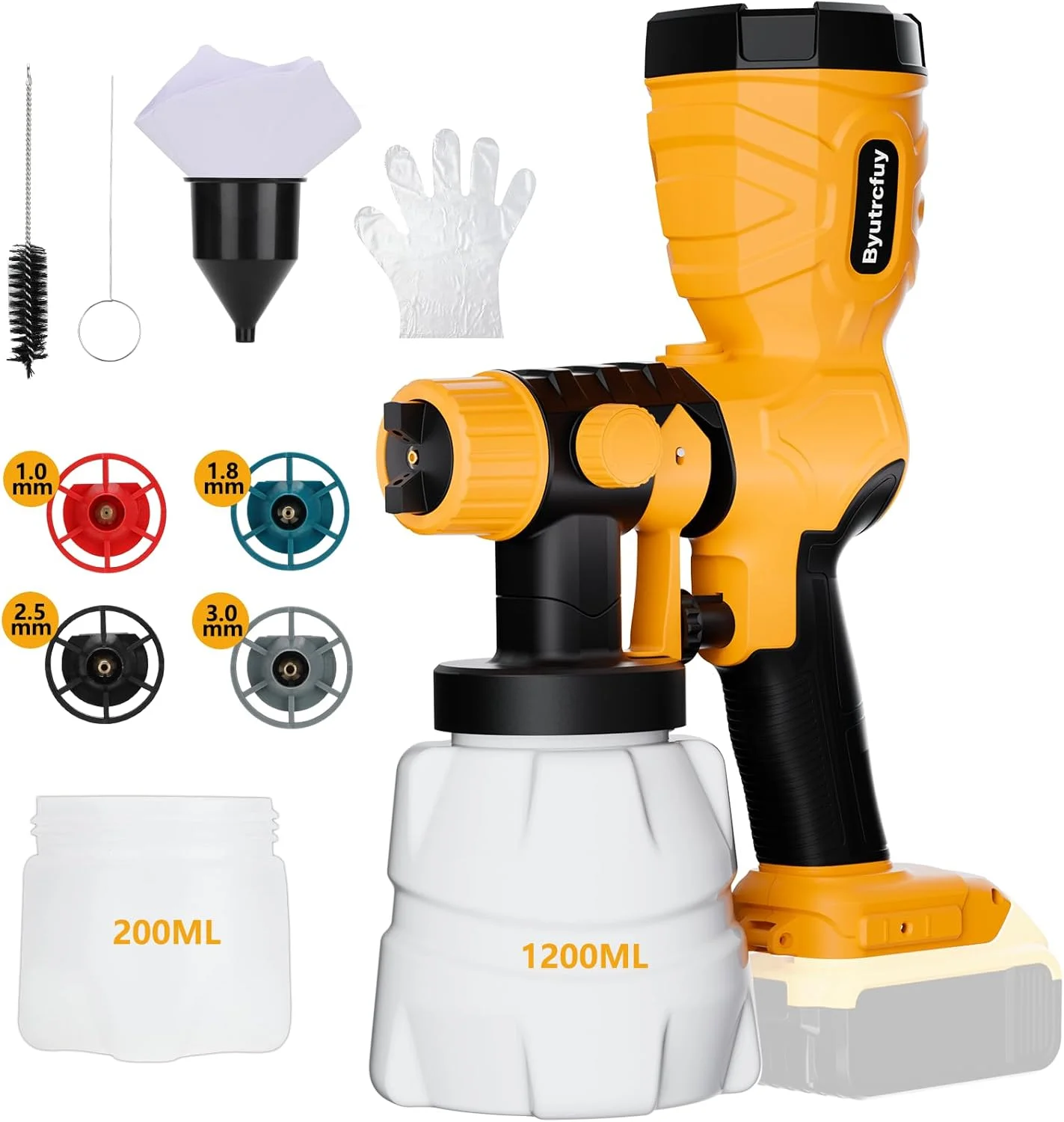 پیستوله رنگ پاش برای باتری 20 ولت Dewalt - تفنگ رنگ پاش برقی 300 وات HVLP با 4 سایز نازل و 3 الگوی پاشش، پیستوله رنگ پاش بی سیم دستی برای رنگ آمیزی داخلی و خارجی خانه (فقط ابزار)