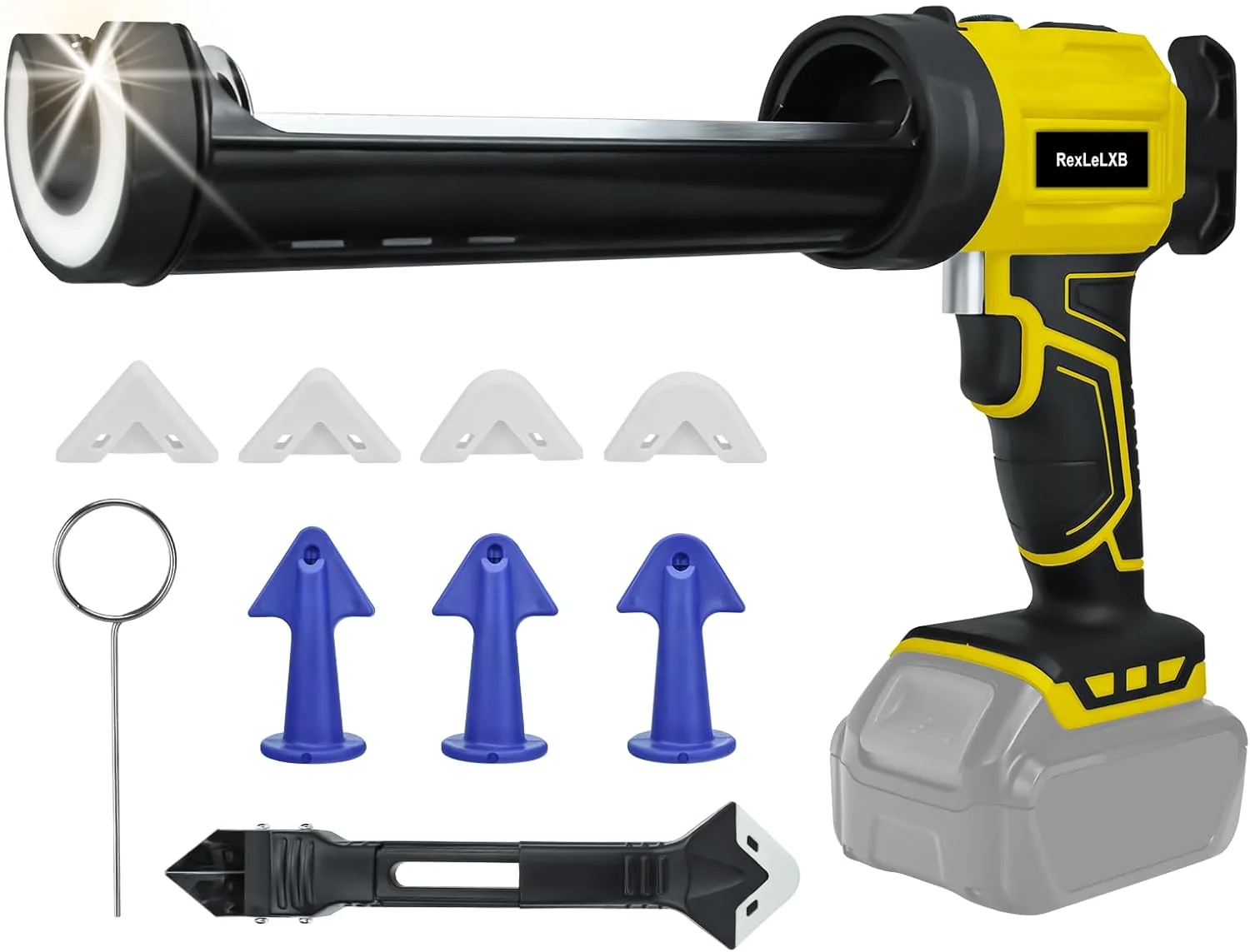 تفنگ درزگیر شارژی برای باتری 20 ولت DeWALT، تفنگ چسب برقی با نور LED 450 لومن، 4 سرعت قابل تنظیم، تفنگ درزگیر بدون چکه، تفنگ درزگیر با 10 ابزار درزگیری