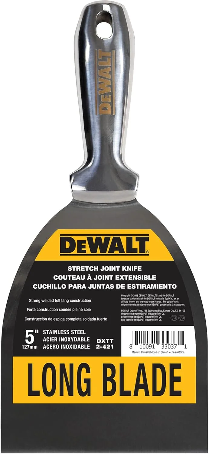 کاردک بتونه استیل یکپارچه 5 اینچی DEWALT | درجه حرفه ای، لبه دقیق، ارگونومیک و مقاوم در برابر خوردگی | 2-421