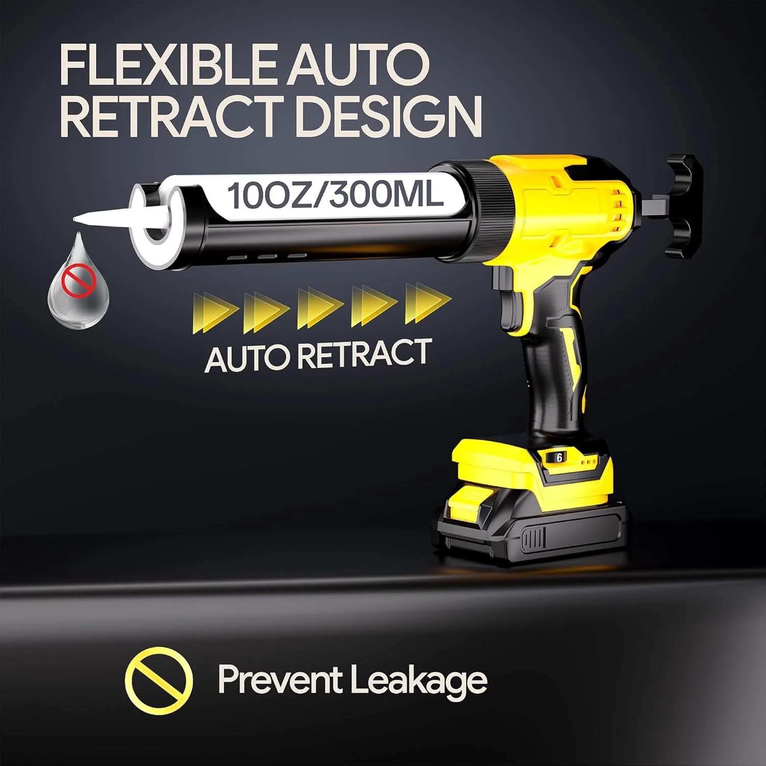 تفنگ درزگیر شارژی سازگار با باتری 20 ولت DeWalt Max (بدون باتری) تفنگ درزگیر برقی 10 اونسی با ضد چکه، جمع شدن خودکار، چراغ LED، 6 سرعت برای پر کردن، درزگیری، تعمیر تفنگ درزگیر شارژی سازگار با باتری 20 ولت DeWalt Max (بدون باتری) تفنگ درزگیر برقی 10 اونسی با ضد چکه، جمع شدن خودکار، چراغ LED، 6 سرعت برای پر کردن، درزگیری، تعمیر