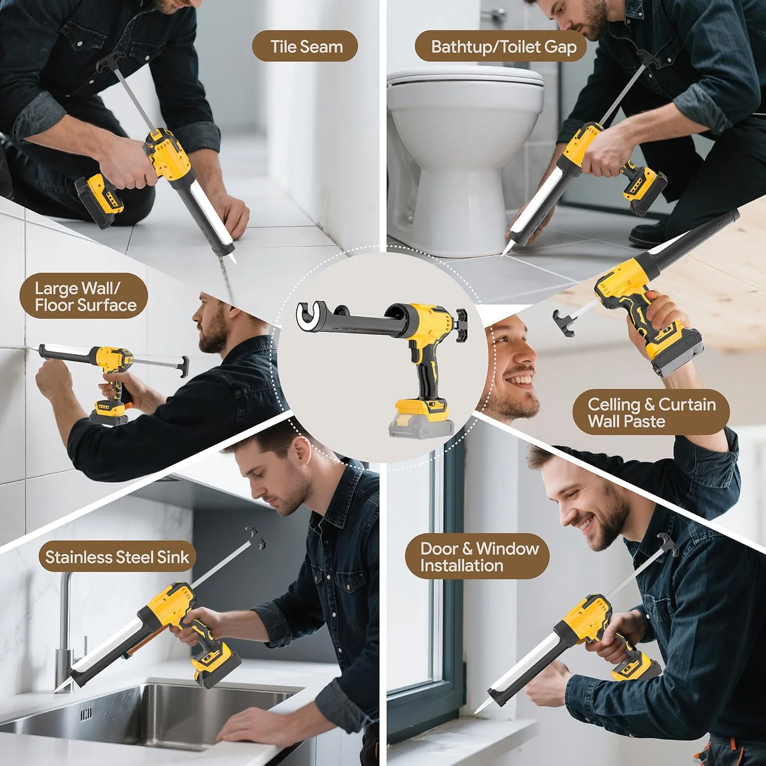 تفنگ درزگیر شارژی سازگار با باتری 20 ولت DeWalt Max (بدون باتری) تفنگ درزگیر برقی 10 اونسی با ضد چکه، جمع شدن خودکار، چراغ LED، 6 سرعت برای پر کردن، درزگیری، تعمیر تفنگ درزگیر شارژی سازگار با باتری 20 ولت DeWalt Max (بدون باتری) تفنگ درزگیر برقی 10 اونسی با ضد چکه، جمع شدن خودکار، چراغ LED، 6 سرعت برای پر کردن، درزگیری، تعمیر