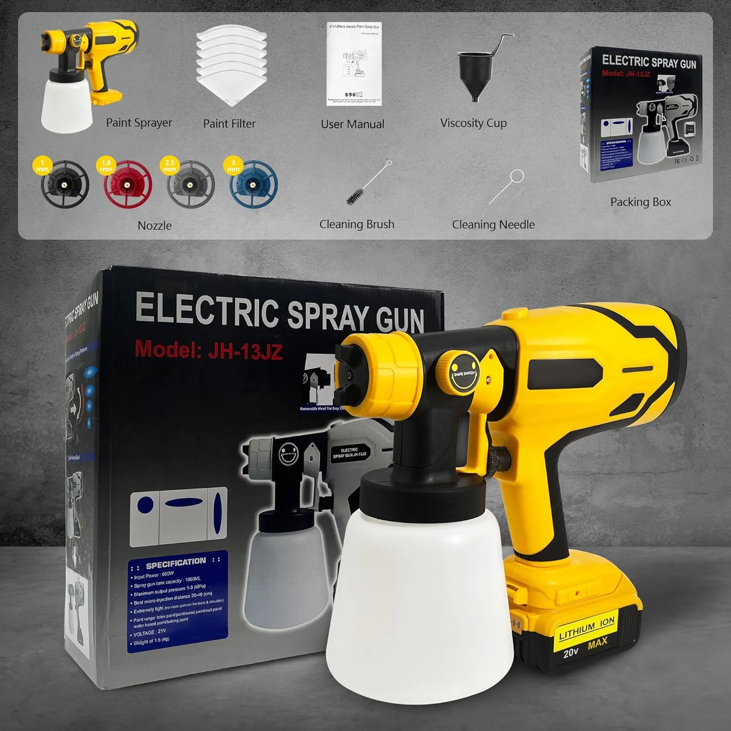 دستگاه رنگ پاش با باتری 20 ولت Dewalt MAX، تفنگ رنگ پاش HVLP با موتور و نازل مسی، دستگاه رنگ پاش بی سیم 600 واتی برای فضای داخلی و خارجی خانه، رنگ آمیزی خانه (فقط ابزار)… دستگاه رنگ پاش با باتری 20 ولت Dewalt MAX، تفنگ رنگ پاش HVLP با موتور و نازل مسی، دستگاه رنگ پاش بی سیم 600 واتی برای فضای داخلی و خارجی خانه، رنگ آمیزی خانه (فقط ابزار)…