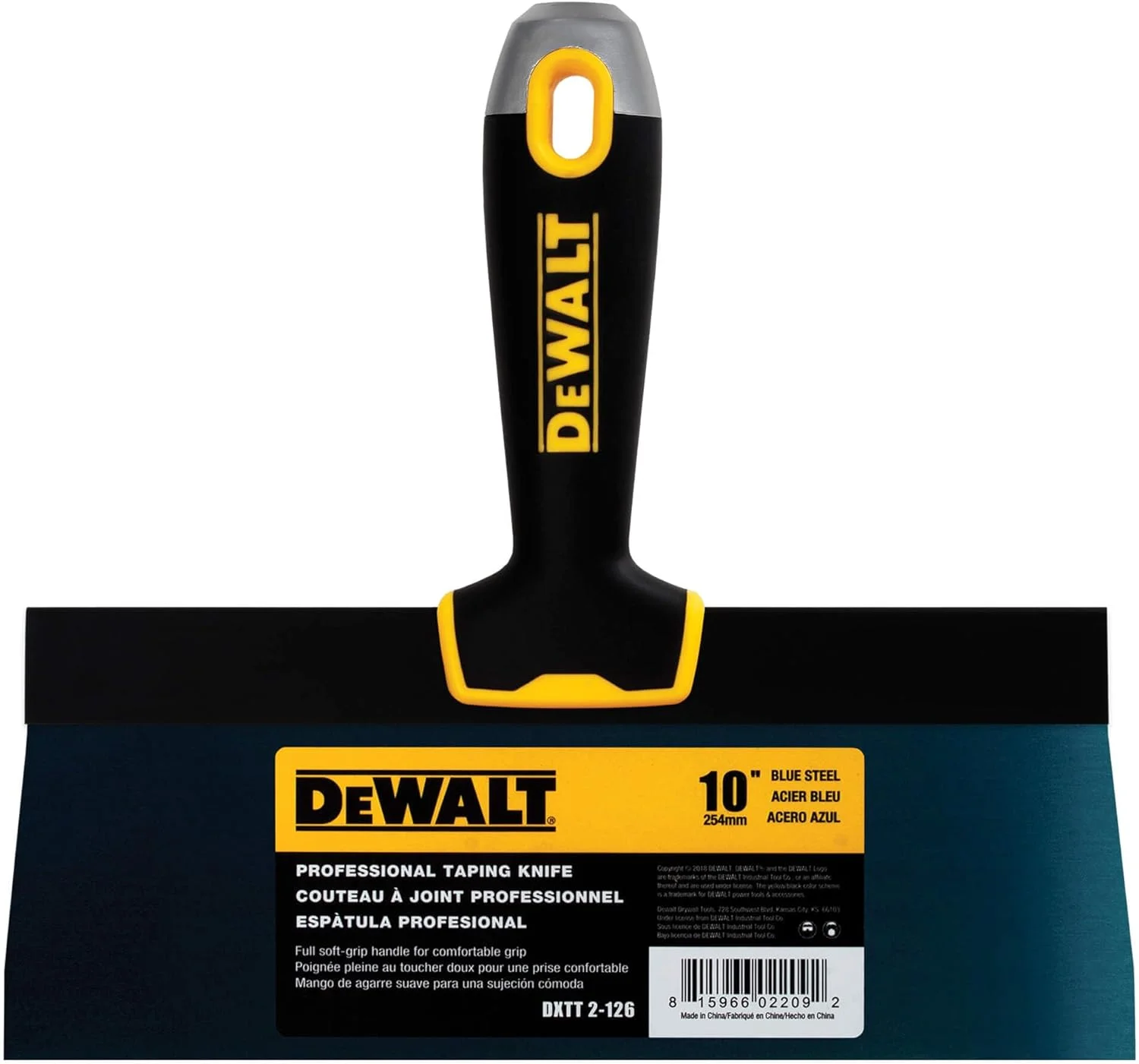 کاردک بتونه کاری 10 اینچی DEWALT | فولاد آبی با دسته نرم | DXTT-2-126