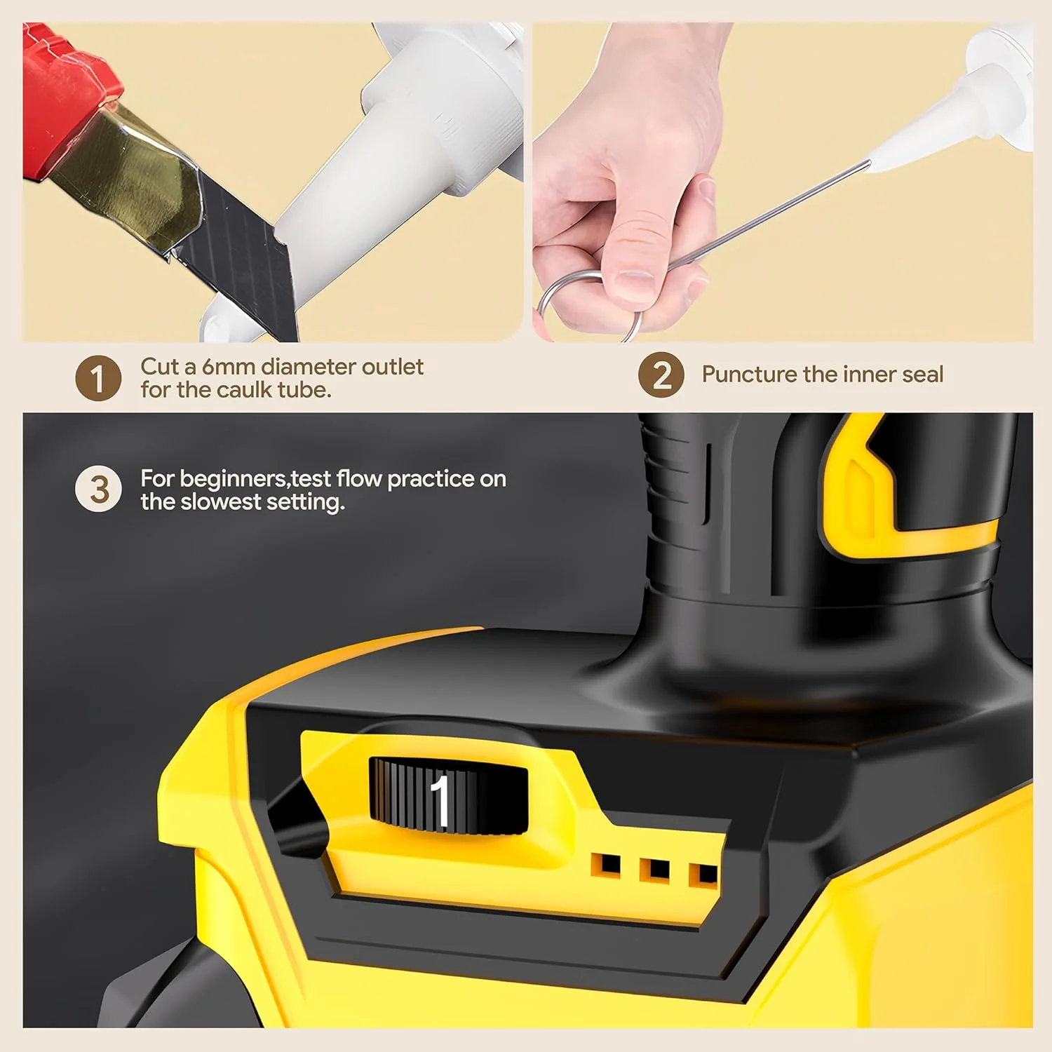 تفنگ درزگیر شارژی سازگار با باتری 20 ولت DeWalt Max (بدون باتری) تفنگ درزگیر برقی 10 اونسی با ضد چکه، جمع شدن خودکار، چراغ LED، 6 سرعت برای پر کردن، درزگیری، تعمیر تفنگ درزگیر شارژی سازگار با باتری 20 ولت DeWalt Max (بدون باتری) تفنگ درزگیر برقی 10 اونسی با ضد چکه، جمع شدن خودکار، چراغ LED، 6 سرعت برای پر کردن، درزگیری، تعمیر