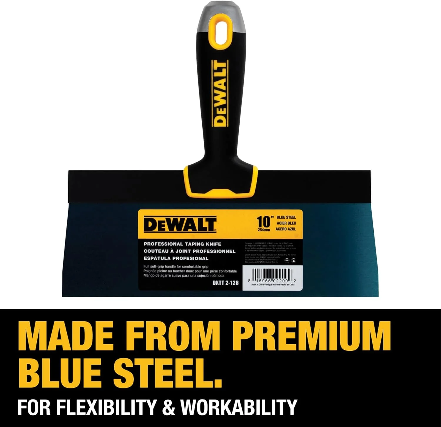 کاردک بتونه کاری 10 اینچی DEWALT | فولاد آبی با دسته نرم | DXTT-2-126 کاردک بتونه کاری 10 اینچی DEWALT | فولاد آبی با دسته نرم | DXTT-2-126