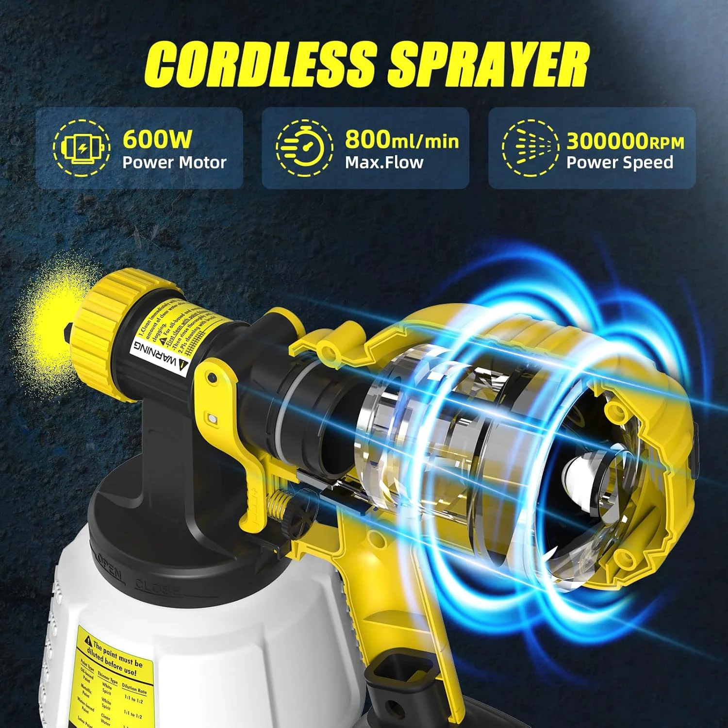 دستگاه رنگ پاش شارژی سازگار با باتری 18 ولت Dewalt (باتری شامل نمی شود) با 4 نازل و 3 حالت پاشش، مناسب برای رنگ آمیزی حصار، دارای مخزن 1200 میلی لیتری HVLP، ایده آل برای حصارها، سوله ها، دیوارها و مبلمان دستگاه رنگ پاش شارژی سازگار با باتری 18 ولت Dewalt (باتری شامل نمی شود) با 4 نازل و 3 حالت پاشش، مناسب برای رنگ آمیزی حصار، دارای مخزن 1200 میلی لیتری HVLP، ایده آل برای حصارها، سوله ها، دیوارها و مبلمان