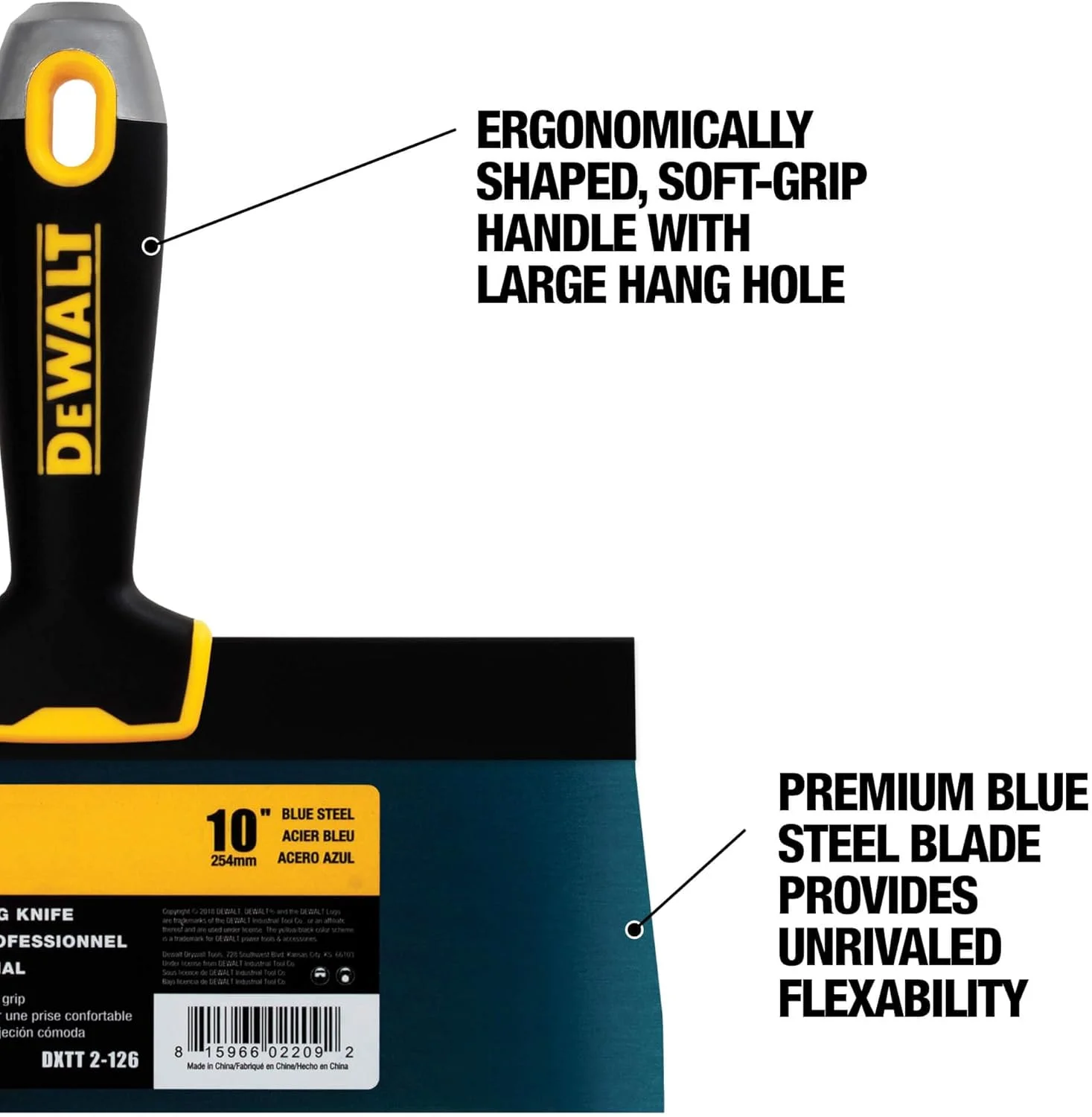 کاردک بتونه کاری 10 اینچی DEWALT | فولاد آبی با دسته نرم | DXTT-2-126 کاردک بتونه کاری 10 اینچی DEWALT | فولاد آبی با دسته نرم | DXTT-2-126
