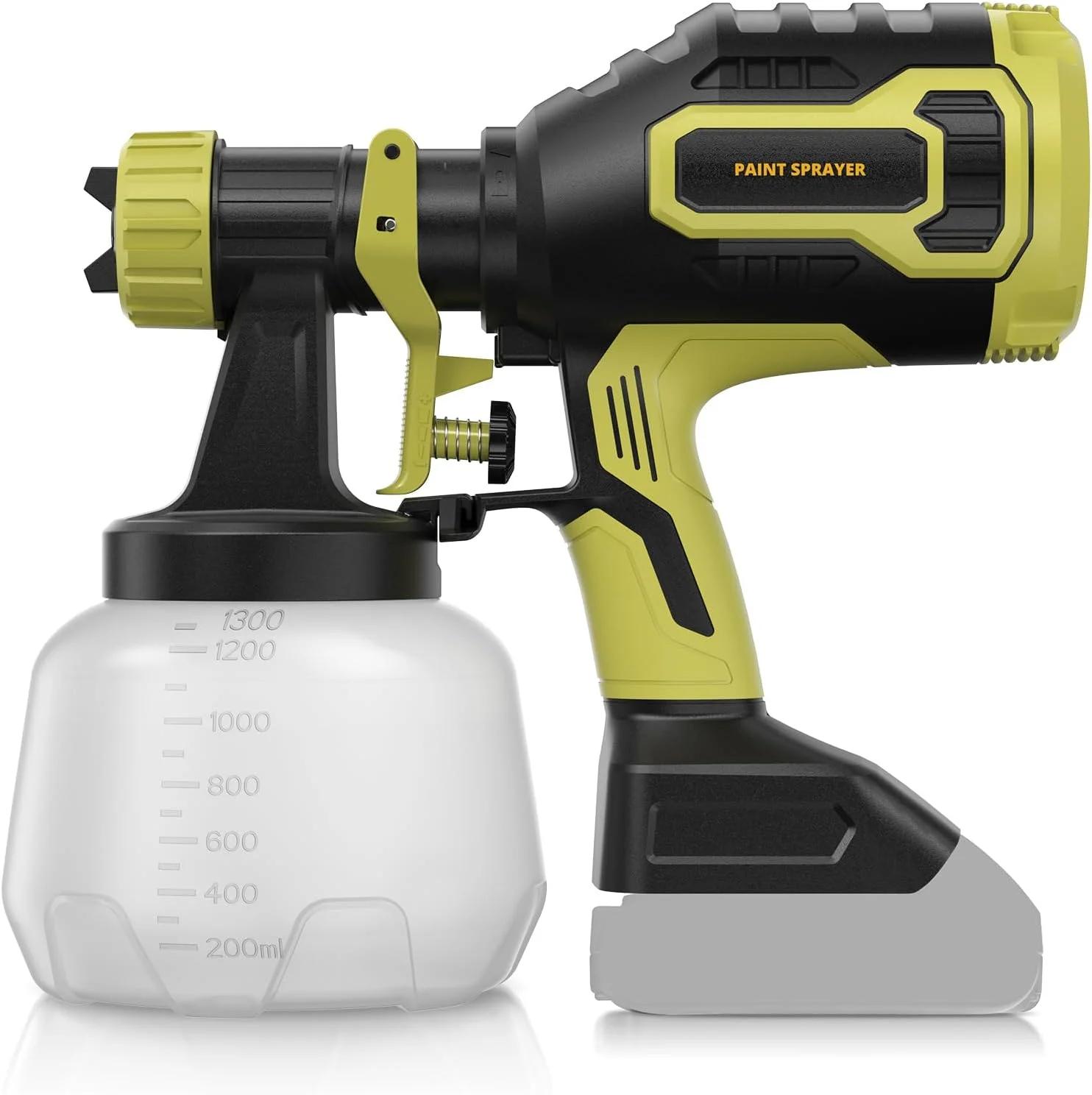 دستگاه رنگ پاش شارژی بدون برس سازگار با باتری 20 ولت Dewalt (باتری شامل نمی شود)، جریان بالا 1000 میلی لیتر در دقیقه، مخزن 1200 میلی لیتری، حداکثر ویسکوزیته 150 Din/s، دستگاه رنگ پاش برای مبلمان و کابینت