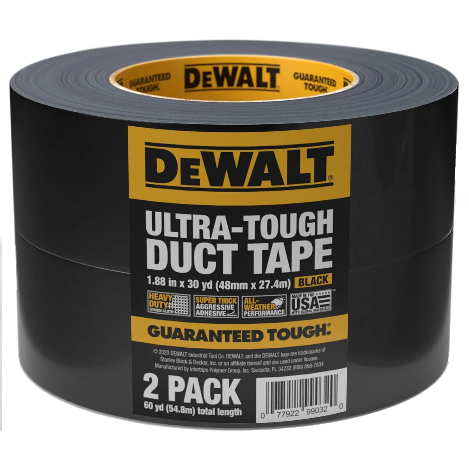 نوار چسب مشکی فوق العاده مقاوم DEWALT، 48 میلی متر × 27 متر، بسته 2 عددی