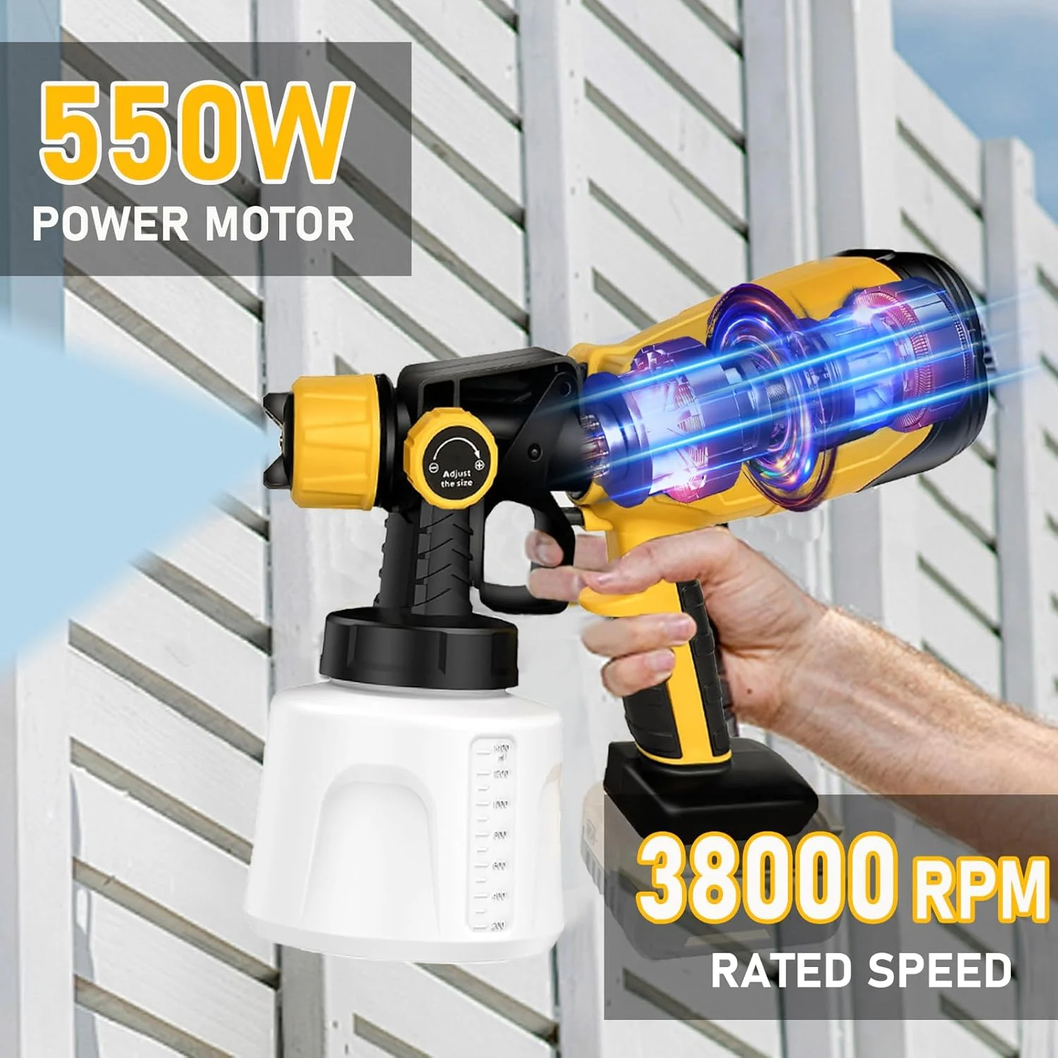 پیستوله رنگ پاش شارژی برای باتری Dewalt - پیستوله رنگ پاش حصار با مخزن 1400 میلی لیتری، 3 نازل و 3 الگو، جریان قابل تنظیم، تفنگ اسپری 18 ولت برای حصار باغ خانه، سوله ها، دیوارها، سقف ها (بدون باتری) پیستوله رنگ پاش شارژی برای باتری Dewalt - پیستوله رنگ پاش حصار با مخزن 1400 میلی لیتری، 3 نازل و 3 الگو، جریان قابل تنظیم، تفنگ اسپری 18 ولت برای حصار باغ خانه، سوله ها، دیوارها، سقف ها (بدون باتری)