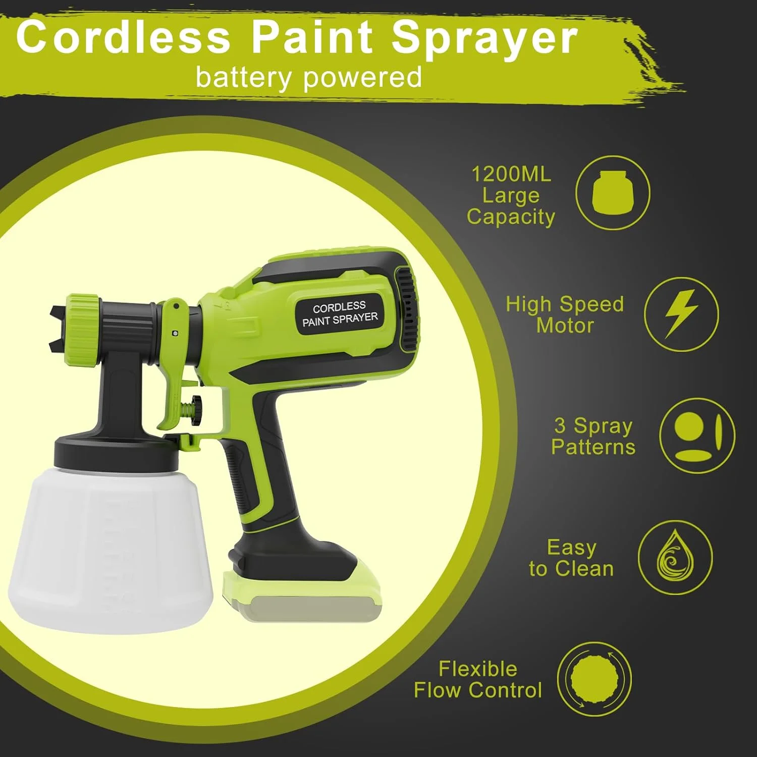 دستگاه رنگ پاش شارژی سازگار با باتری 20 ولت Dewalt، تفنگ رنگ پاش بی سیم قابل حمل با مخزن 1200 میلی لیتری، تمیز کردن آسان، 3 الگو برای حصار، خانه، چوب، سقف و غیره. مدل DL05 سبز (باتری شامل نمی شود) دستگاه رنگ پاش شارژی سازگار با باتری 20 ولت Dewalt، تفنگ رنگ پاش بی سیم قابل حمل با مخزن 1200 میلی لیتری، تمیز کردن آسان، 3 الگو برای حصار، خانه، چوب، سقف و غیره. مدل DL05 سبز (باتری شامل نمی شود)