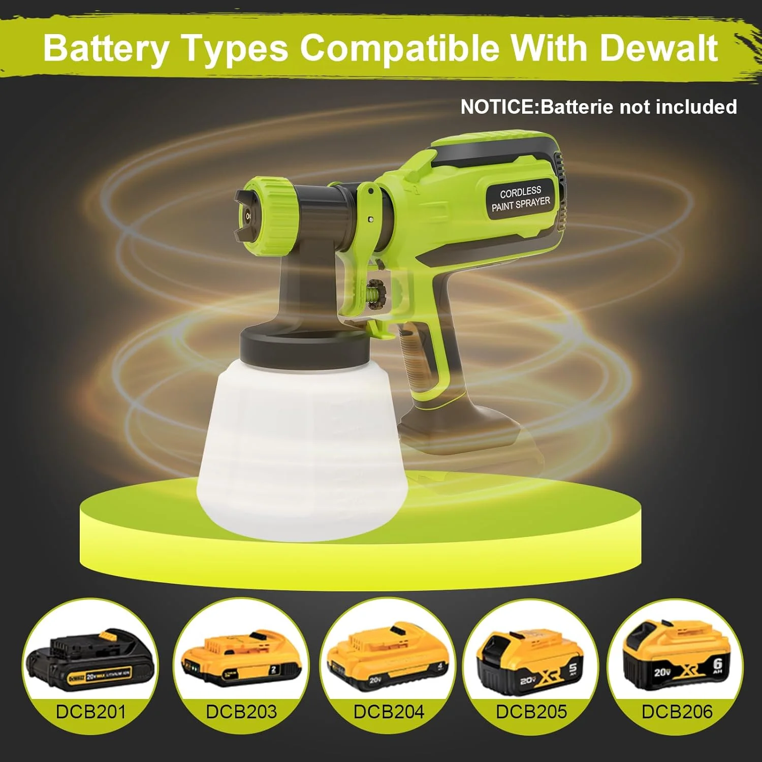 دستگاه رنگ پاش شارژی سازگار با باتری 20 ولت Dewalt، تفنگ رنگ پاش بی سیم قابل حمل با مخزن 1200 میلی لیتری، تمیز کردن آسان، 3 الگو برای حصار، خانه، چوب، سقف و غیره. مدل DL05 سبز (باتری شامل نمی شود) دستگاه رنگ پاش شارژی سازگار با باتری 20 ولت Dewalt، تفنگ رنگ پاش بی سیم قابل حمل با مخزن 1200 میلی لیتری، تمیز کردن آسان، 3 الگو برای حصار، خانه، چوب، سقف و غیره. مدل DL05 سبز (باتری شامل نمی شود)