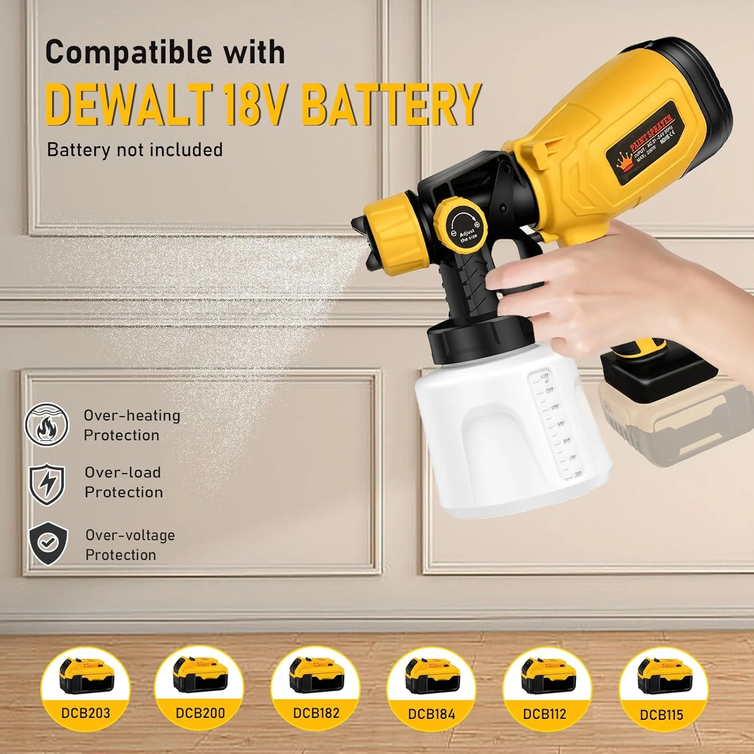پیستوله رنگ پاش شارژی برای باتری Dewalt - پیستوله رنگ پاش حصار با مخزن 1400 میلی لیتری، 3 نازل و 3 الگو، جریان قابل تنظیم، تفنگ اسپری 18 ولت برای حصار باغ خانه، سوله ها، دیوارها، سقف ها (بدون باتری) پیستوله رنگ پاش شارژی برای باتری Dewalt - پیستوله رنگ پاش حصار با مخزن 1400 میلی لیتری، 3 نازل و 3 الگو، جریان قابل تنظیم، تفنگ اسپری 18 ولت برای حصار باغ خانه، سوله ها، دیوارها، سقف ها (بدون باتری)
