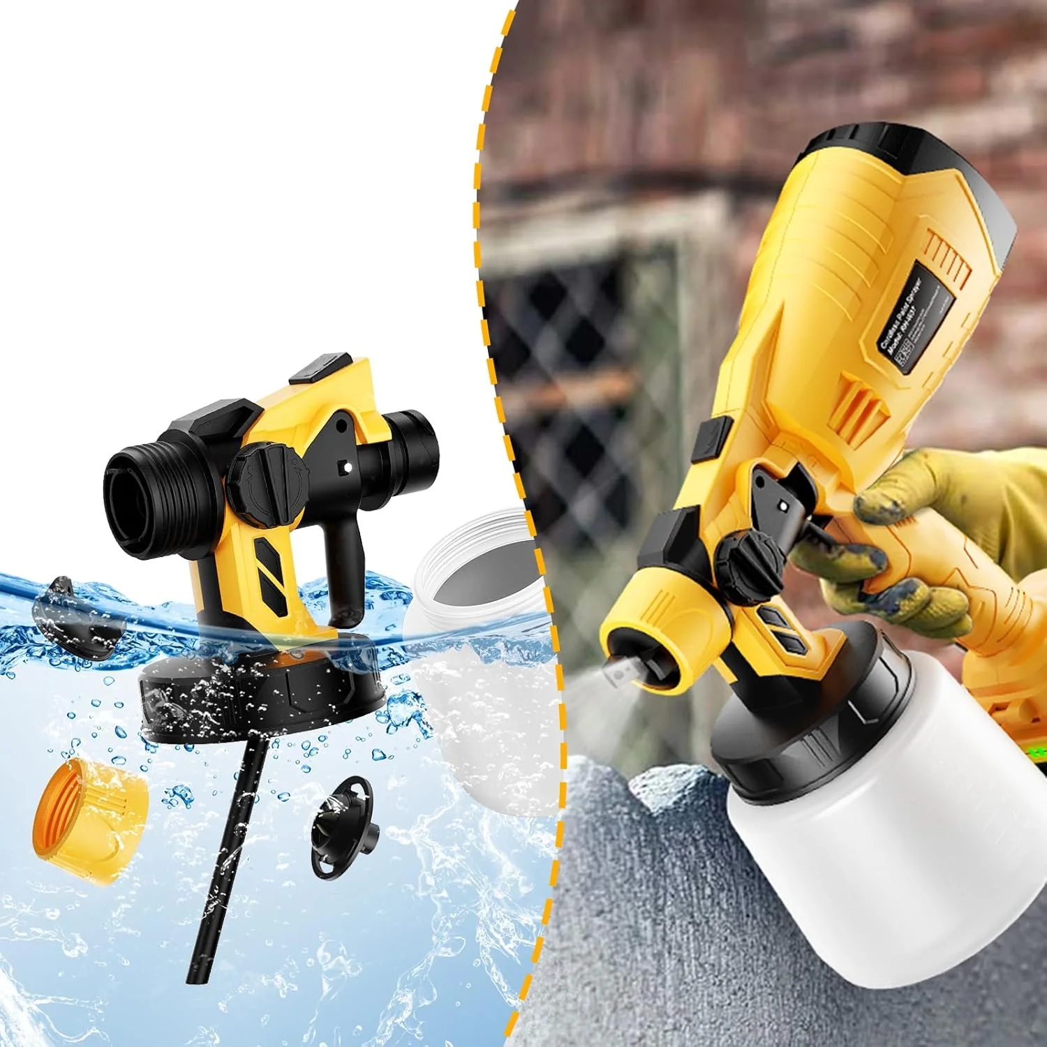 سیستم رنگ پاش بی سیم باتری خور مناسب باتری 20 ولت Dewalt (بدون باتری) برای حصارها و عرشه ها، تفنگ رنگ پاش باتری خور، رنگ پاش دستی با 2 نازل و مخزن 1 لیتری قابل جابجایی برای کارهای DIY خانگی سیستم رنگ پاش بی سیم باتری خور مناسب باتری 20 ولت Dewalt (بدون باتری) برای حصارها و عرشه ها، تفنگ رنگ پاش باتری خور، رنگ پاش دستی با 2 نازل و مخزن 1 لیتری قابل جابجایی برای کارهای DIY خانگی