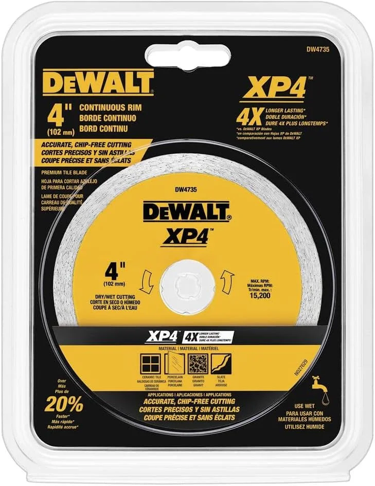 تیغه برش مرطوب/خشک ۴ اینچی DEWALT DW4735 مدل XP4 مخصوص фарфор و کاشی