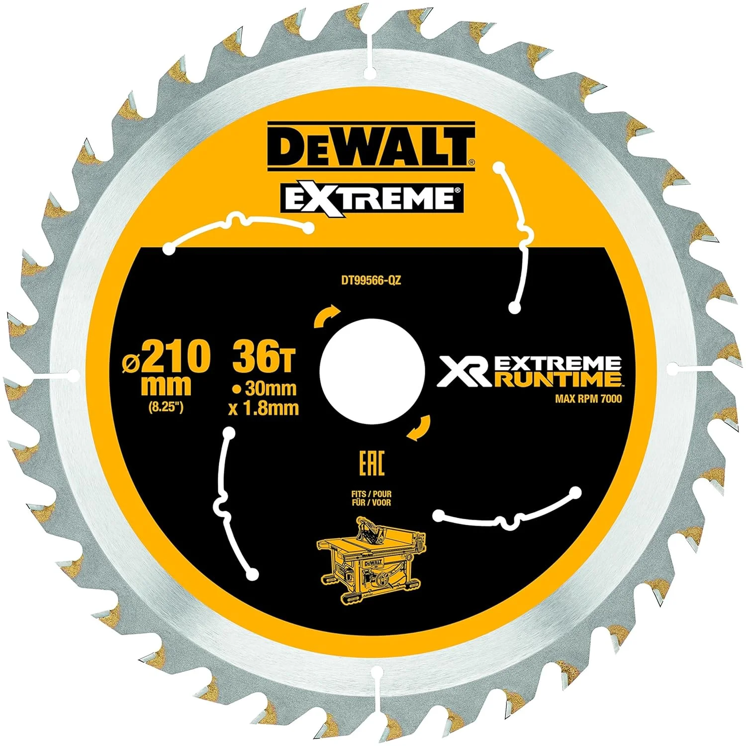 تیغه اره گرد دِوالت XR Extreme Runtime، سایز 210x30 میلی‌متر، 36 دندانه، مدل DT99566 VGN-FZ QZ، قیمت ثابت برای یک عدد