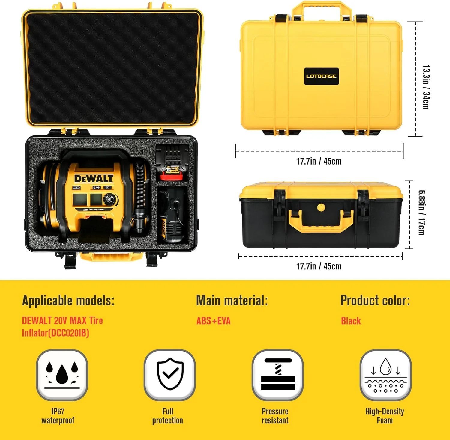 کیف کمپرسور هوا برای پمپ باد DEWALT 20V MAX مدل DCC020IB - کیف نگهداری پمپ باد ضد آب با پوسته سخت سازگار با پمپ باد DEWALT، بسته باتری 20 ولت 2.0 تا 9.0 آمپر ساعت و شارژرها (فقط کیف) کیف کمپرسور هوا برای پمپ باد DEWALT 20V MAX مدل DCC020IB - کیف نگهداری پمپ باد ضد آب با پوسته سخت سازگار با پمپ باد DEWALT، بسته باتری 20 ولت 2.0 تا 9.0 آمپر ساعت و شارژرها (فقط کیف)