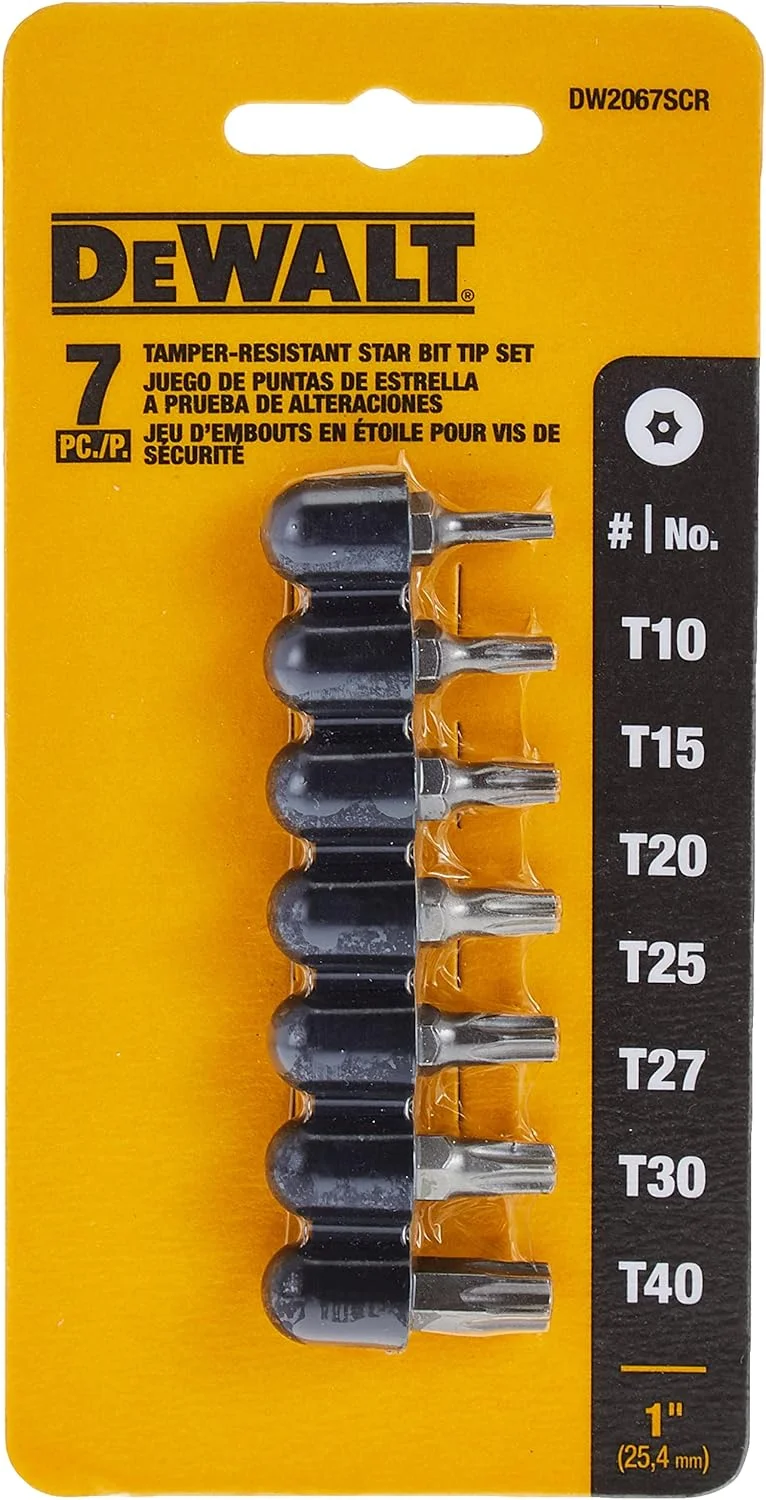 مجموعه پیچ گوشتی ستاره ای امنیتی دیوالت مدل DW2067SCR، 7 عددی