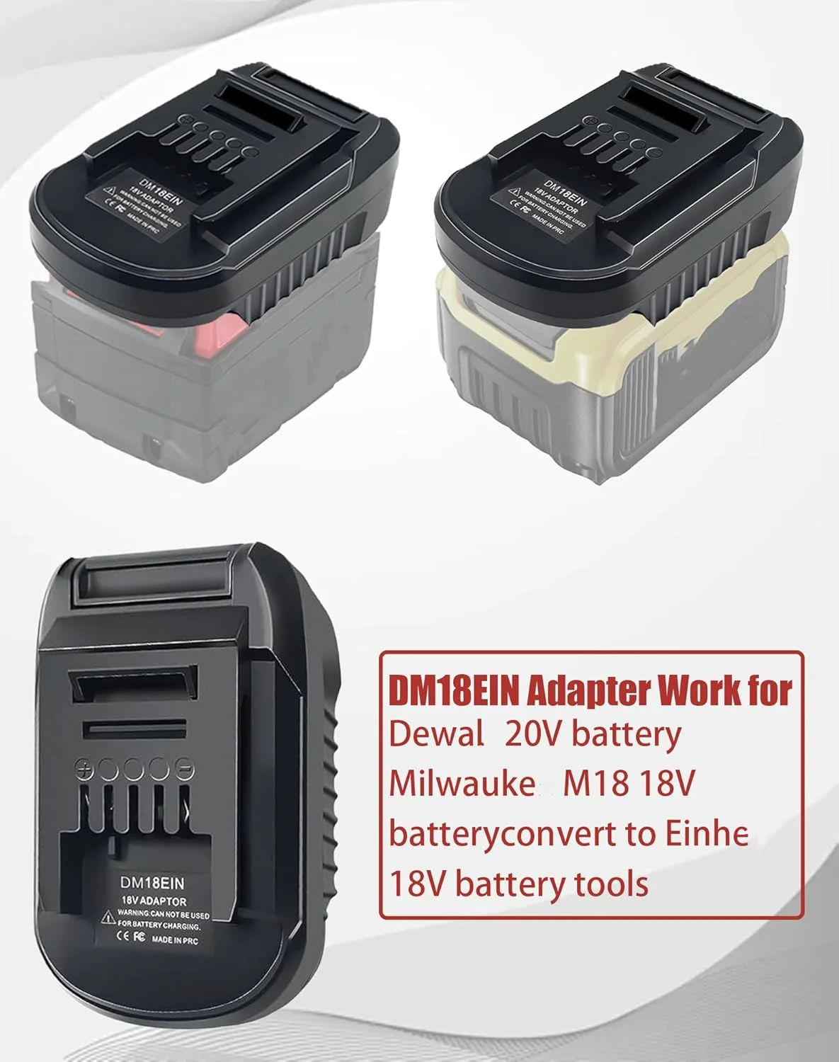 مبدل آداپتور DM18EIN برای میلواکی به دیوالت، مبدل باتری برای ابزار برقی اینهل 18 ولت، آداپتور باتری برای ابزار اینهل مبدل آداپتور DM18EIN برای میلواکی به دیوالت، مبدل باتری برای ابزار برقی اینهل 18 ولت، آداپتور باتری برای ابزار اینهل