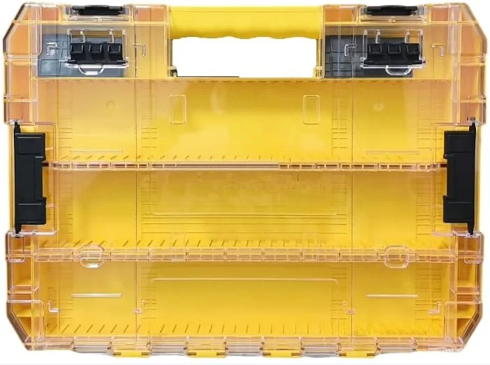 جعبه ابزار بزرگ و مقاوم Tolxh مدل #DT70839-QZ به همراه 6 جداکننده، جعبه قطعات زرد رنگ #DT70839، قطعات جایگزین با کیفیت و بادوام برای دیوالت