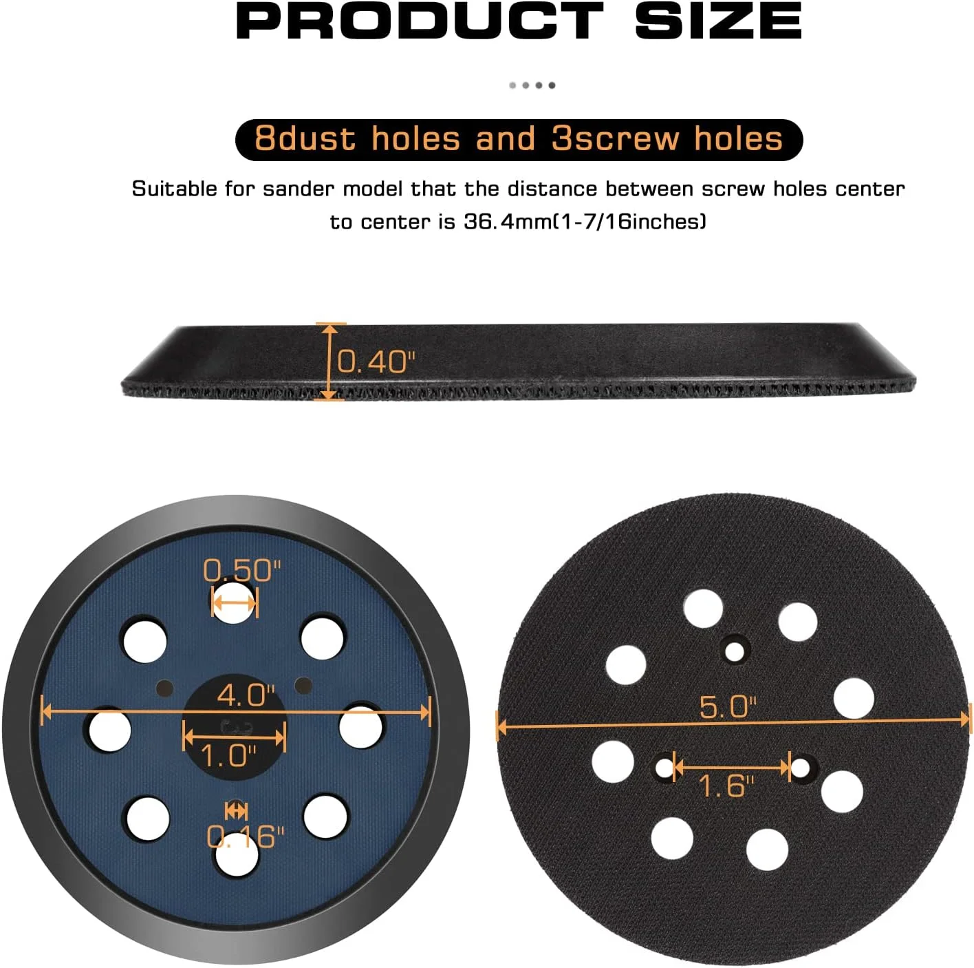پد جایگزین سنباده 5 اینچی 8 سوراخه EAGLEGGO سازگار با سنباده های اوربیتال DeWalt DW420, DW421, Dw423, DW426, D26451, D26453 پد جایگزین سنباده 5 اینچی 8 سوراخه EAGLEGGO سازگار با سنباده های اوربیتال DeWalt DW420, DW421, Dw423, DW426, D26451, D26453