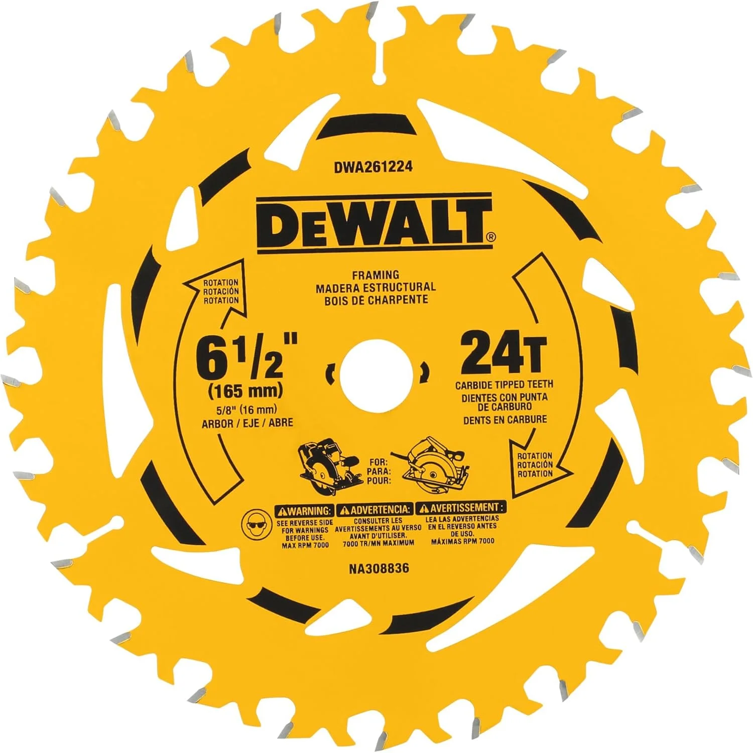 تیغه اره دیسکی 6-1/2 اینچ 24 دندانه DEWALT (DWA261224)