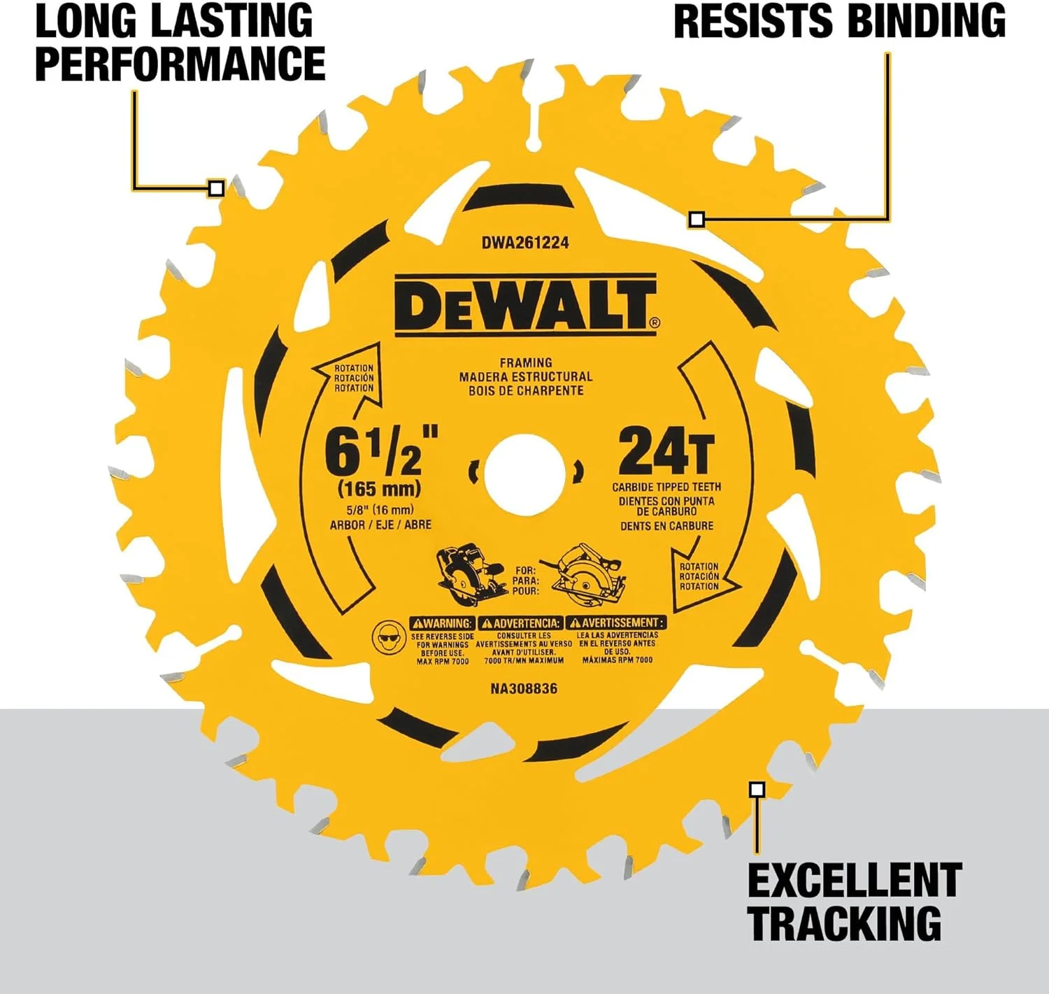تیغه اره دیسکی 6-1/2 اینچ 24 دندانه DEWALT (DWA261224) تیغه اره دیسکی 6-1/2 اینچ 24 دندانه DEWALT (DWA261224)