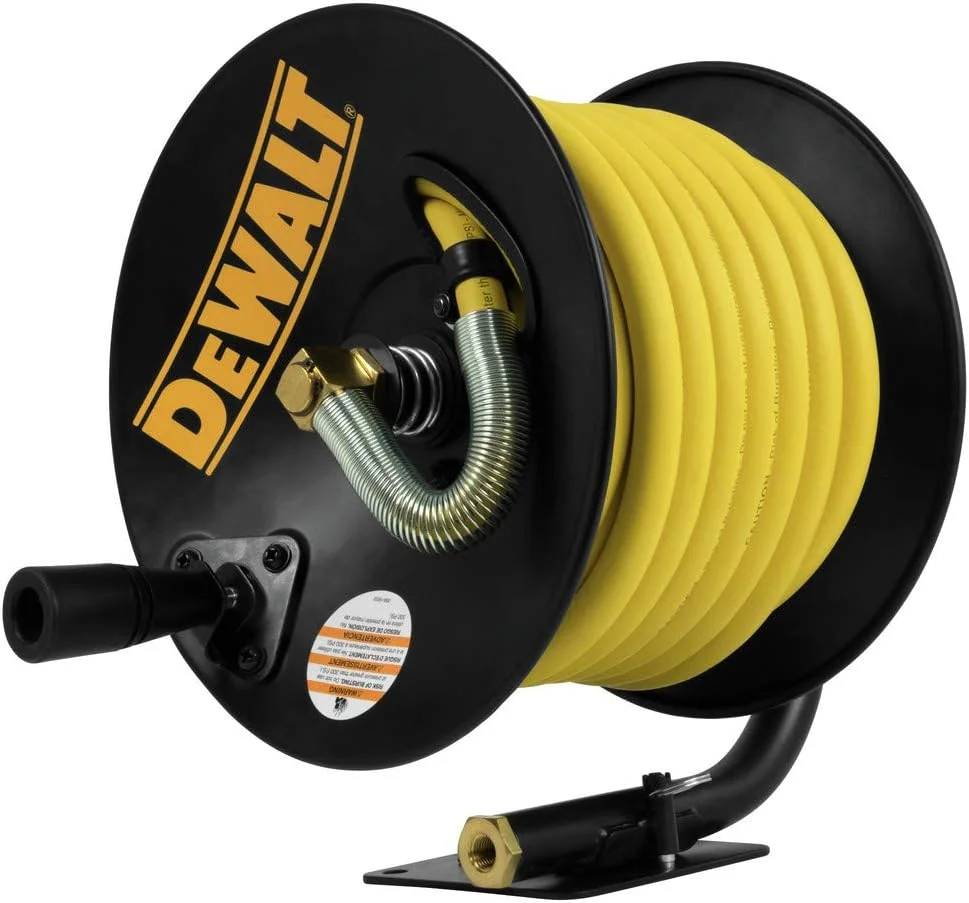 قرقره شلنگ دستی DEWALT DXCM024-0348 با شلنگ لاستیکی 3/8 اینچ در 50 فوت، زرد قرقره شلنگ دستی DEWALT DXCM024-0348 با شلنگ لاستیکی 3/8 اینچ در 50 فوت، زرد