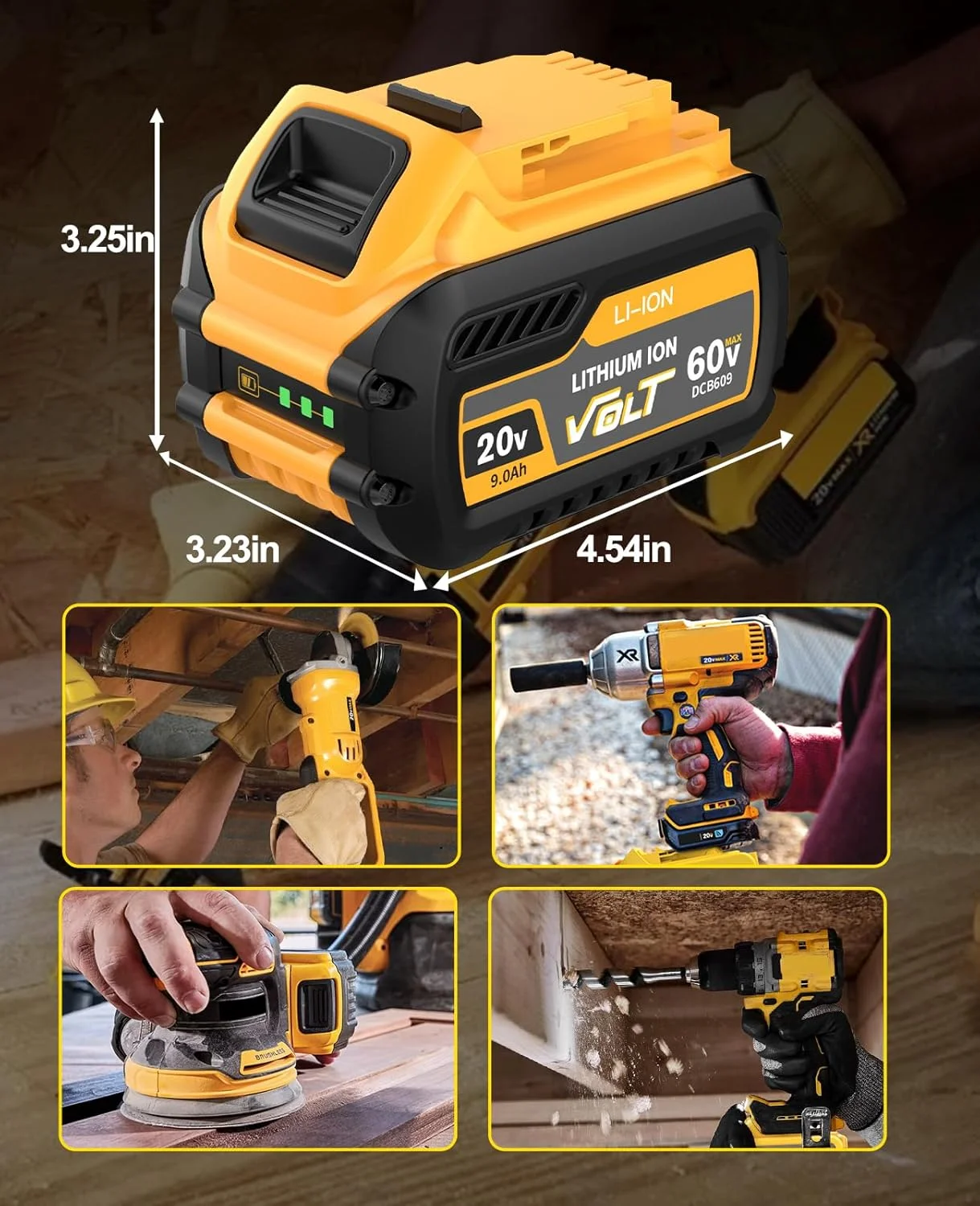 باتری جایگزین برای Dewalt 20v max 9.0Ah به همراه شارژر، باتری ابزار بی سیم لیتیوم مکس XR مدل DCB609 DCB180 DCB205 DCB206 DCB206-2 DCB200 DCB204 DCB203 DCB201 DCB207 بسته 2 عددی باتری جایگزین برای Dewalt 20v max 9.0Ah به همراه شارژر، باتری ابزار بی سیم لیتیوم مکس XR مدل DCB609 DCB180 DCB205 DCB206 DCB206-2 DCB200 DCB204 DCB203 DCB201 DCB207 بسته 2 عددی