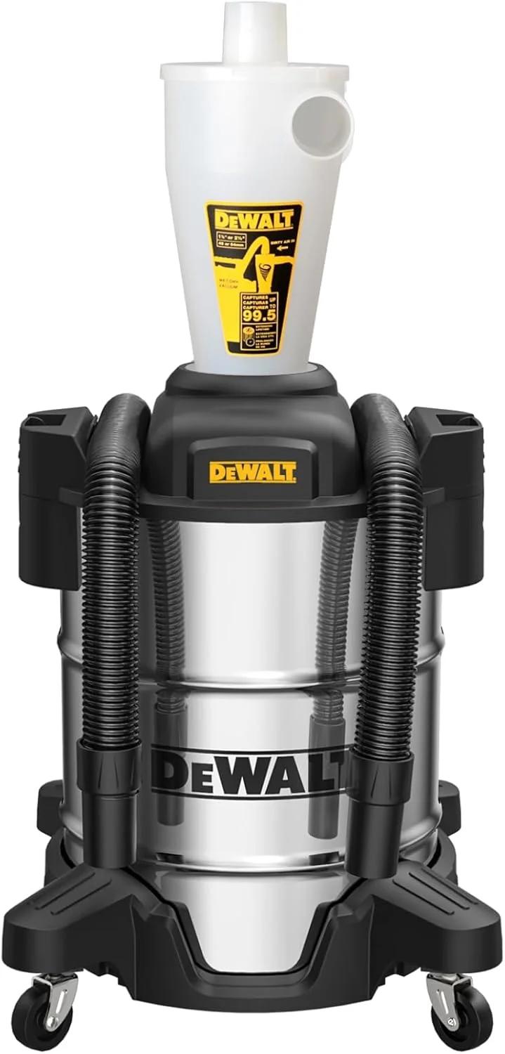 جداکننده گرد و غبار سیکلون Dewalt Dxvcs003 با مخزن استیل ضد زنگ 10 گالن، بازدهی 99.5٪، فیلتر پودر سیکلون با عملکرد بالا، جمع کننده سیکلون گرد و غبار، DXVCS003، سفید
