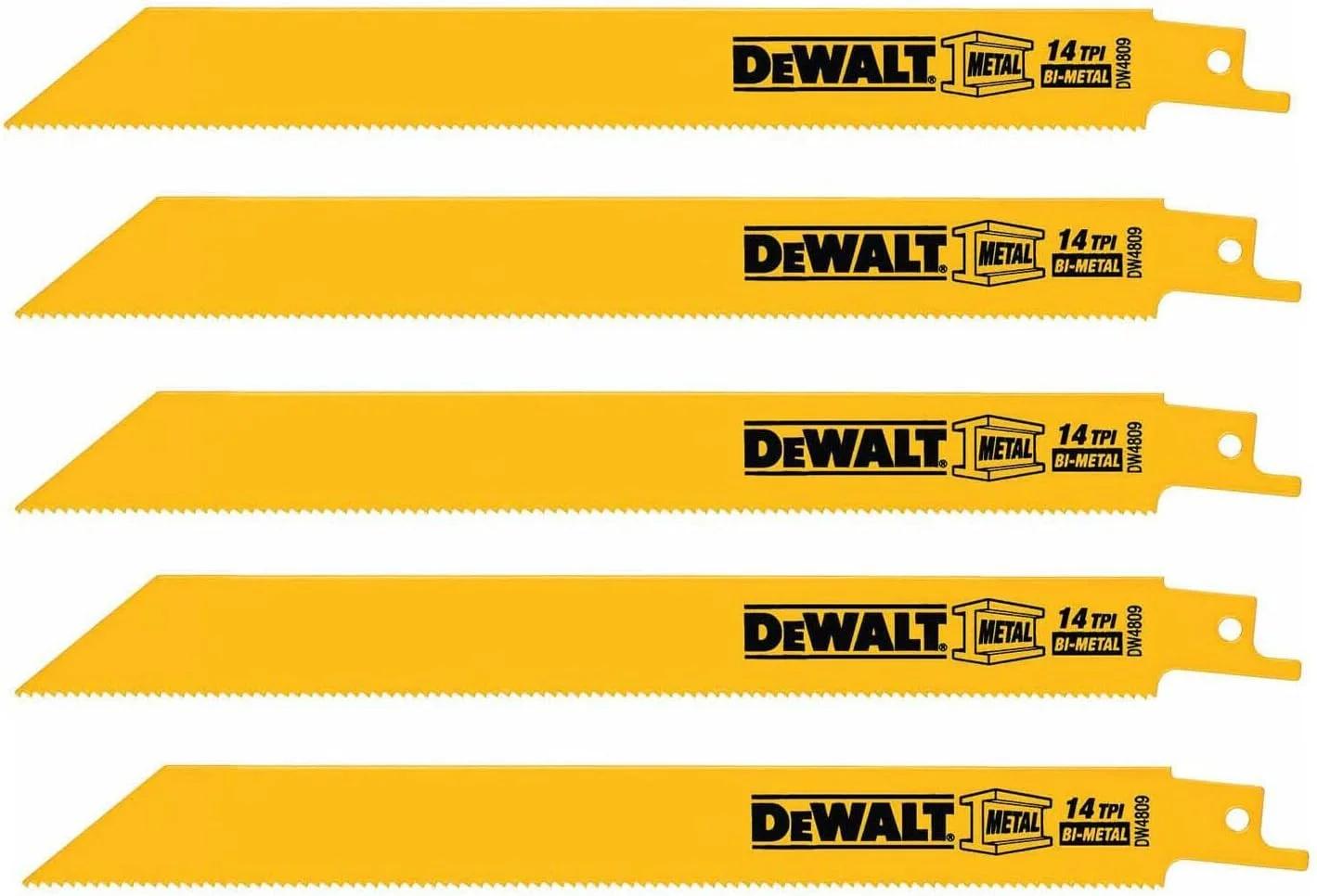 تیغه اره عمود بر DEWALT، پشت صاف، 8 اینچ، 14 TPI، بسته 5 عددی (DW4809)