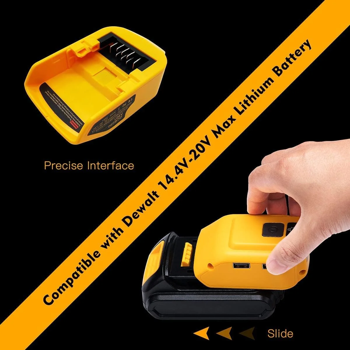 آداپتور باتری TPDL برای شارژر USB دیوالت - 18 ولت / 20 ولت حداکثر لیتیوم-یون با پورت USB C و DC، چراغ کار LED - منبع تغذیه 12 ولت 2 آمپر برای DCB090 آداپتور باتری TPDL برای شارژر USB دیوالت - 18 ولت / 20 ولت حداکثر لیتیوم-یون با پورت USB C و DC، چراغ کار LED - منبع تغذیه 12 ولت 2 آمپر برای DCB090