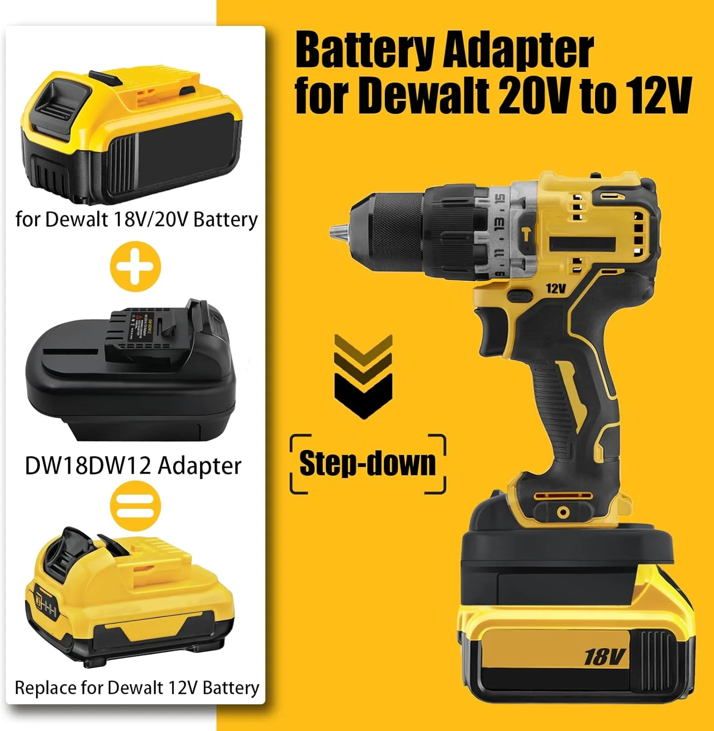 آداپتور DEWDYS برای Dewalt 12V، برای تبدیل باتری لیتیوم یونی Dewalt 20V Max XR DCB200 به باتری Dewalt 12V DCB120 DCB124 DCB126، مناسب برای مبدل ابزار برقی بی سیم Dewalt 12V MAX آداپتور DEWDYS برای Dewalt 12V، برای تبدیل باتری لیتیوم یونی Dewalt 20V Max XR DCB200 به باتری Dewalt 12V DCB120 DCB124 DCB126، مناسب برای مبدل ابزار برقی بی سیم Dewalt 12V MAX