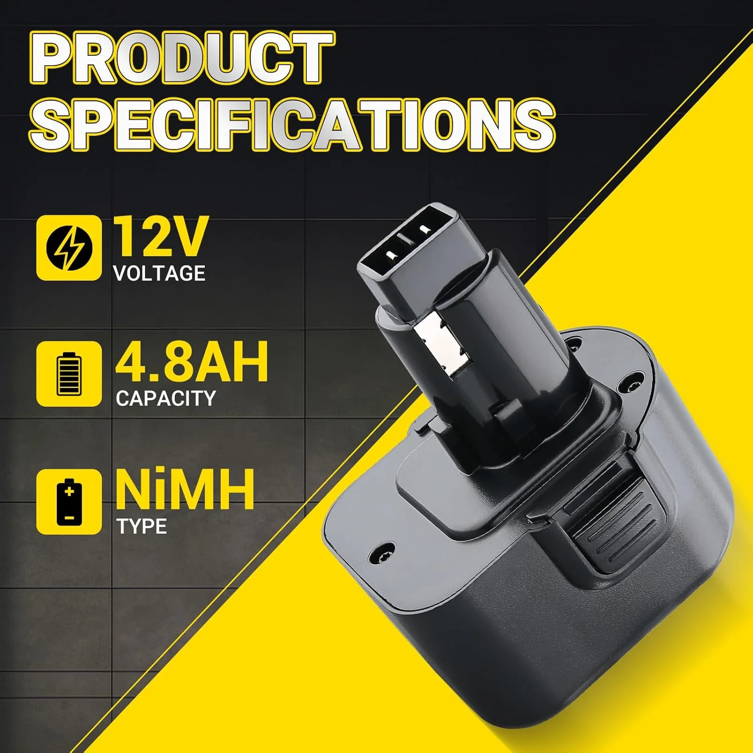 باتری جایگزین 12 ولت 4.8 آمپر ساعت DC9071 Ni-MH برای باتری 12 ولت Dewalt مدل DC9071 DE9071 DW9072 DE9074 DE9075 DE9501 DW9071 DE9037 DE9072 152250-27 397745-01 ابزار برقی بی سیم (بسته 2 عددی) باتری جایگزین 12 ولت 4.8 آمپر ساعت DC9071 Ni-MH برای باتری 12 ولت Dewalt مدل DC9071 DE9071 DW9072 DE9074 DE9075 DE9501 DW9071 DE9037 DE9072 152250-27 397745-01 ابزار برقی بی سیم (بسته 2 عددی)