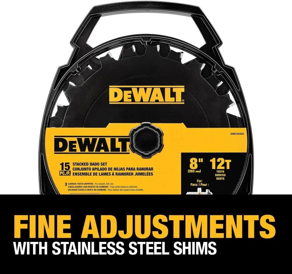 تیغه اره دودویی پشته ای 8 اینچی 12 دندانه DEWALT (DW812DADO) تیغه اره دودویی پشته ای 8 اینچی 12 دندانه DEWALT (DW812DADO)