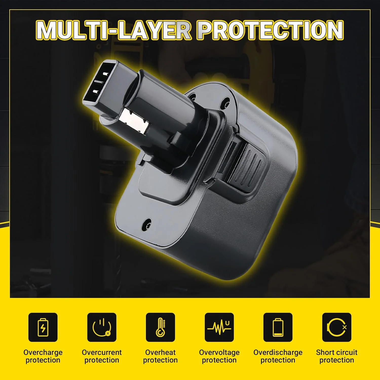 باتری جایگزین 12 ولت 4.8 آمپر ساعت DC9071 Ni-MH برای باتری 12 ولت Dewalt مدل DC9071 DE9071 DW9072 DE9074 DE9075 DE9501 DW9071 DE9037 DE9072 152250-27 397745-01 ابزار برقی بی سیم (بسته 2 عددی) باتری جایگزین 12 ولت 4.8 آمپر ساعت DC9071 Ni-MH برای باتری 12 ولت Dewalt مدل DC9071 DE9071 DW9072 DE9074 DE9075 DE9501 DW9071 DE9037 DE9072 152250-27 397745-01 ابزار برقی بی سیم (بسته 2 عددی)