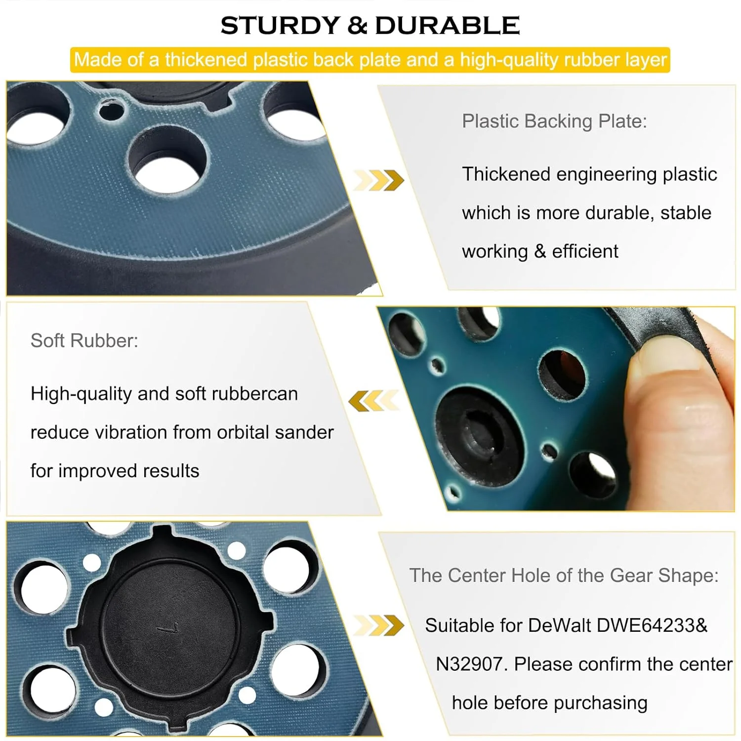 پد سنباده جایگزین 5 اینچی 8 سوراخه قلاب و حلقه برای سنباده لرزان تصادفی Dewalt، پد پشتی سنباده برای سنباده های DeWalt DWE6421 6421K DWE6423 6423K DCW210B، قطعه سنباده 4 سوراخ پیچ DWE64233 و N329079 پد سنباده جایگزین 5 اینچی 8 سوراخه قلاب و حلقه برای سنباده لرزان تصادفی Dewalt، پد پشتی سنباده برای سنباده های DeWalt DWE6421 6421K DWE6423 6423K DCW210B، قطعه سنباده 4 سوراخ پیچ DWE64233 و N329079
