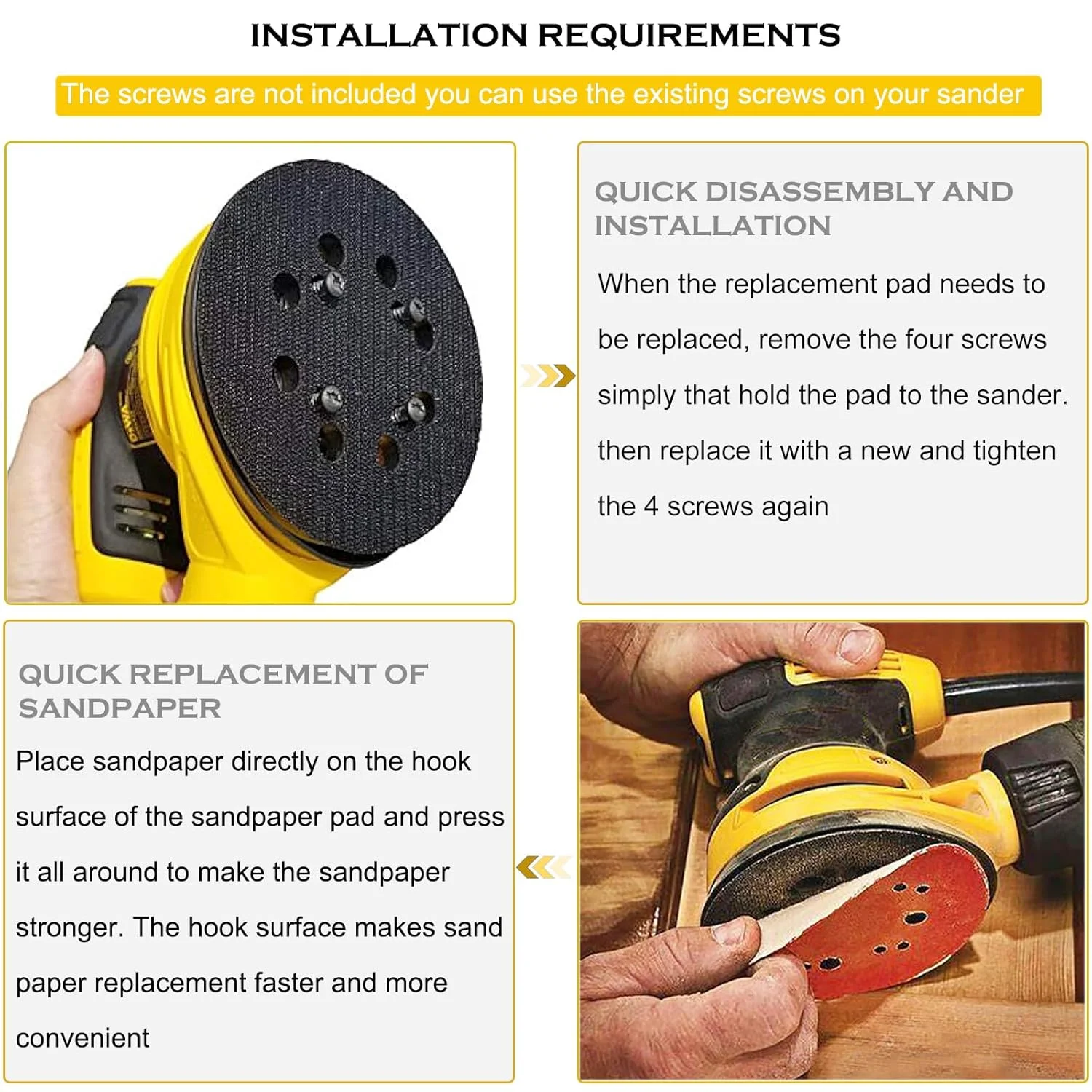 پد سنباده جایگزین 5 اینچی 8 سوراخه قلاب و حلقه برای سنباده لرزان تصادفی Dewalt، پد پشتی سنباده برای سنباده های DeWalt DWE6421 6421K DWE6423 6423K DCW210B، قطعه سنباده 4 سوراخ پیچ DWE64233 و N329079 پد سنباده جایگزین 5 اینچی 8 سوراخه قلاب و حلقه برای سنباده لرزان تصادفی Dewalt، پد پشتی سنباده برای سنباده های DeWalt DWE6421 6421K DWE6423 6423K DCW210B، قطعه سنباده 4 سوراخ پیچ DWE64233 و N329079
