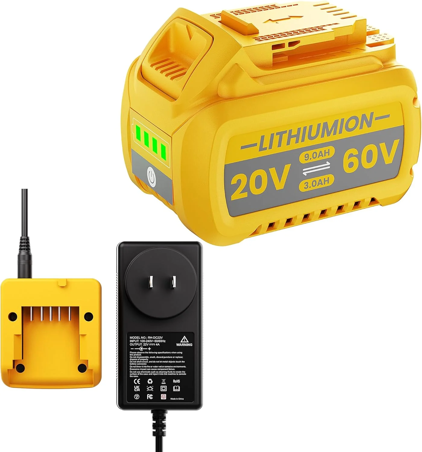 باتری جایگزین DCB609 9.0Ah 20V/60V Flexvolt برای باتری و شارژر Dewalt Flexvolt 20V/60V Max سازگار با DCB609 DCB606 DCB612 DCB206 DCB205 DCB204 DCB203 DCB201 لیتیومی