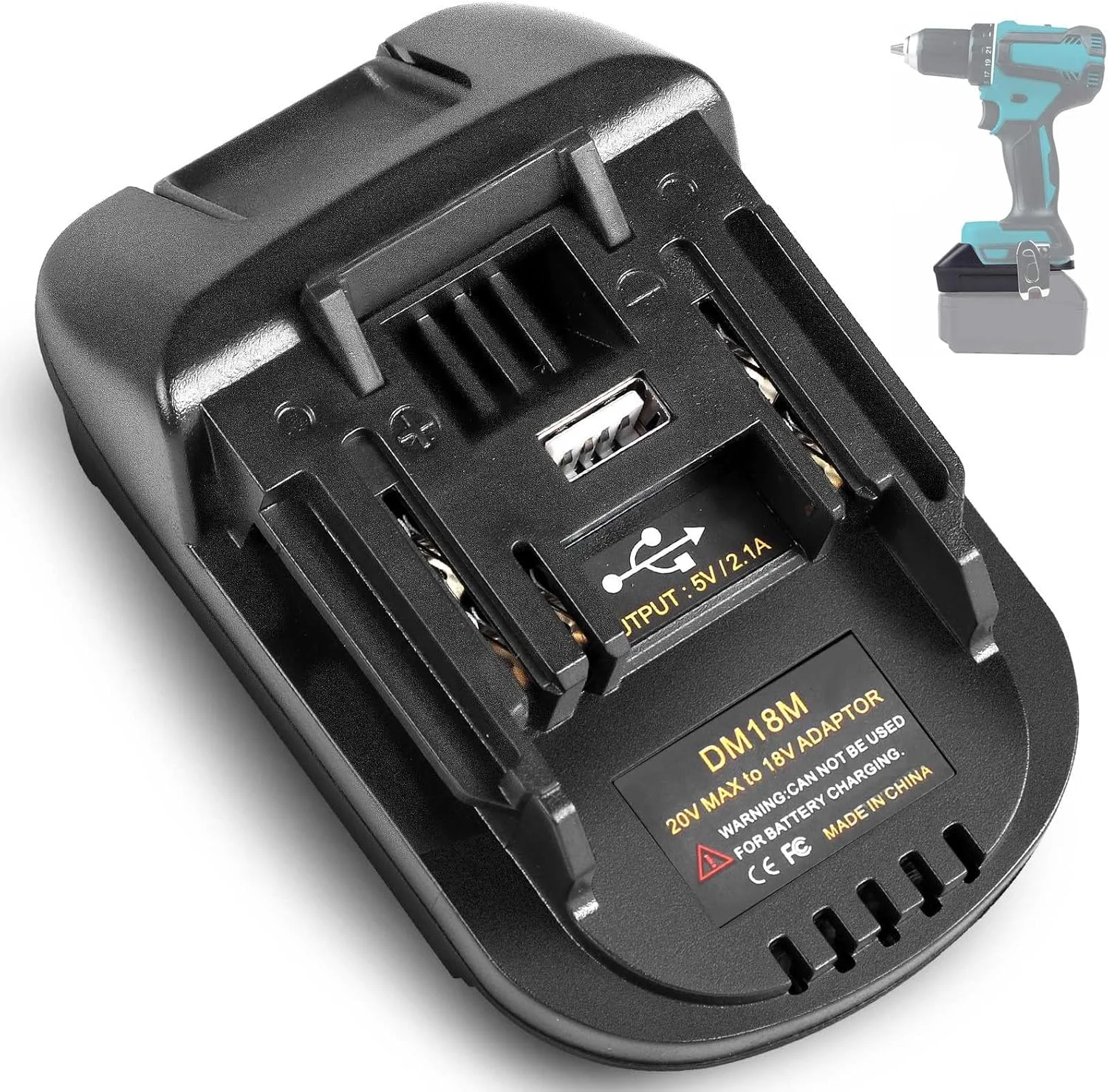 آداپتور باتری DM18M برای باتری لیتیوم-یون 20 ولت DeWalt و باتری لیتیوم-یون 18 ولت Milwaukee برای کار با ابزارهای برقی لیتیومی 18 ولت Makita