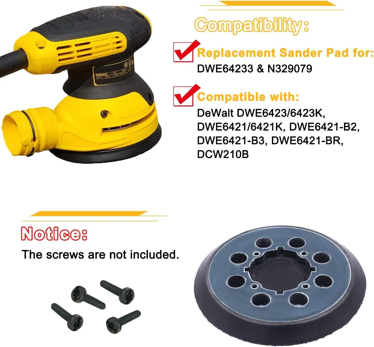 پد جایگزین سنباده لرزان 5 اینچی H2solution، قطعات سازگار با DeWalt DWE6421, DWE6423 پد جایگزین سنباده لرزان 5 اینچی H2solution، قطعات سازگار با DeWalt DWE6421, DWE6423