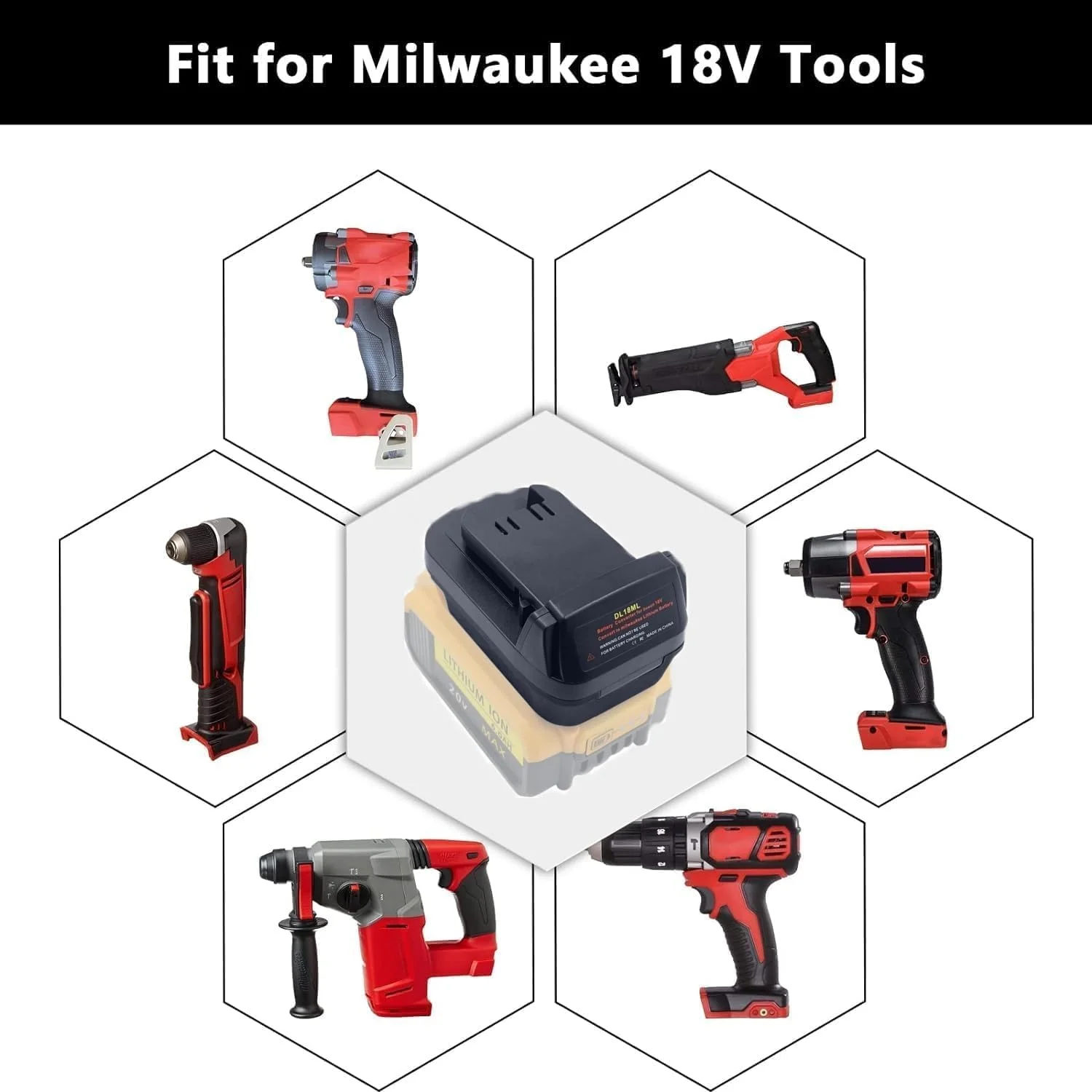 آداپتور باتری DL18ML برای تبدیل باتری دیوالت به میلواکی 18 ولت/20 ولت، مبدل آداپتور باتری برای باتری های لیتیوم یونی 18 ولت دیوالت به ابزار برقی 18 ولت میلواکی M18 (بدون باتری) آداپتور باتری DL18ML برای تبدیل باتری دیوالت به میلواکی 18 ولت/20 ولت، مبدل آداپتور باتری برای باتری های لیتیوم یونی 18 ولت دیوالت به ابزار برقی 18 ولت میلواکی M18 (بدون باتری)