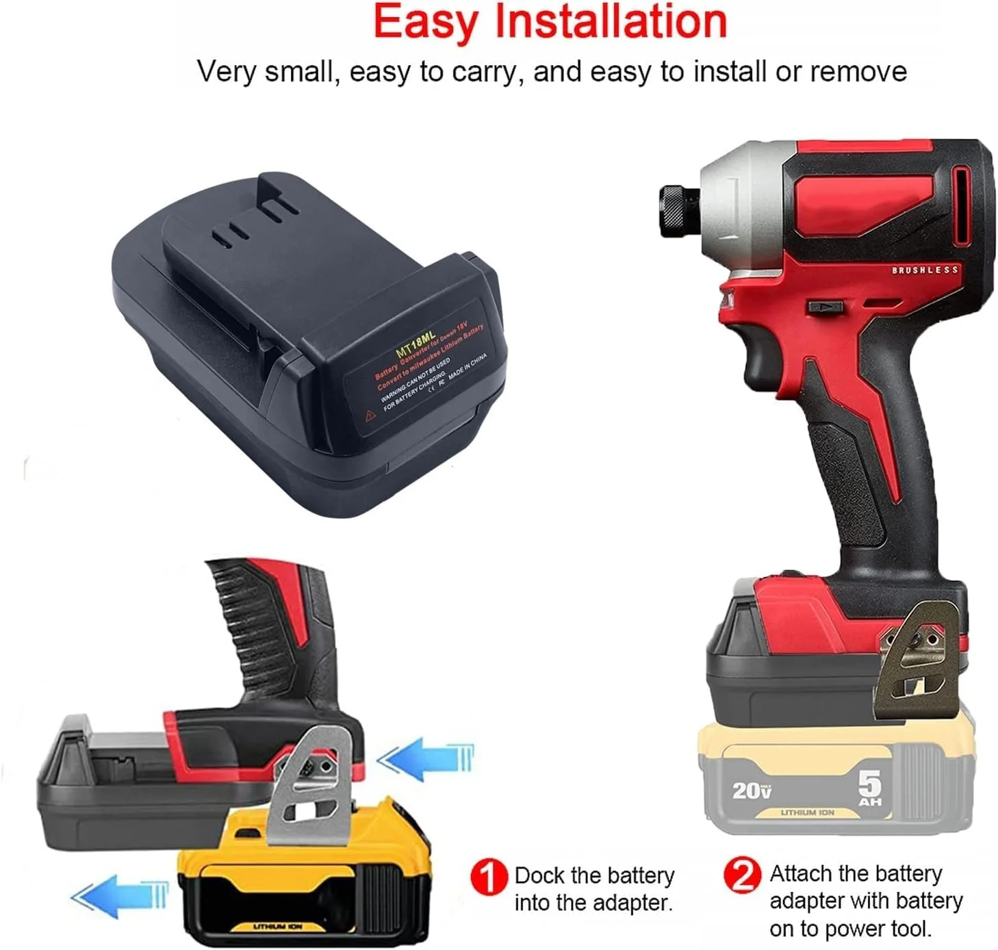 آداپتور باتری DL18ML برای تبدیل باتری دیوالت به میلواکی 18 ولت/20 ولت، مبدل آداپتور باتری برای باتری های لیتیوم یونی 18 ولت دیوالت به ابزار برقی 18 ولت میلواکی M18 (بدون باتری) آداپتور باتری DL18ML برای تبدیل باتری دیوالت به میلواکی 18 ولت/20 ولت، مبدل آداپتور باتری برای باتری های لیتیوم یونی 18 ولت دیوالت به ابزار برقی 18 ولت میلواکی M18 (بدون باتری)