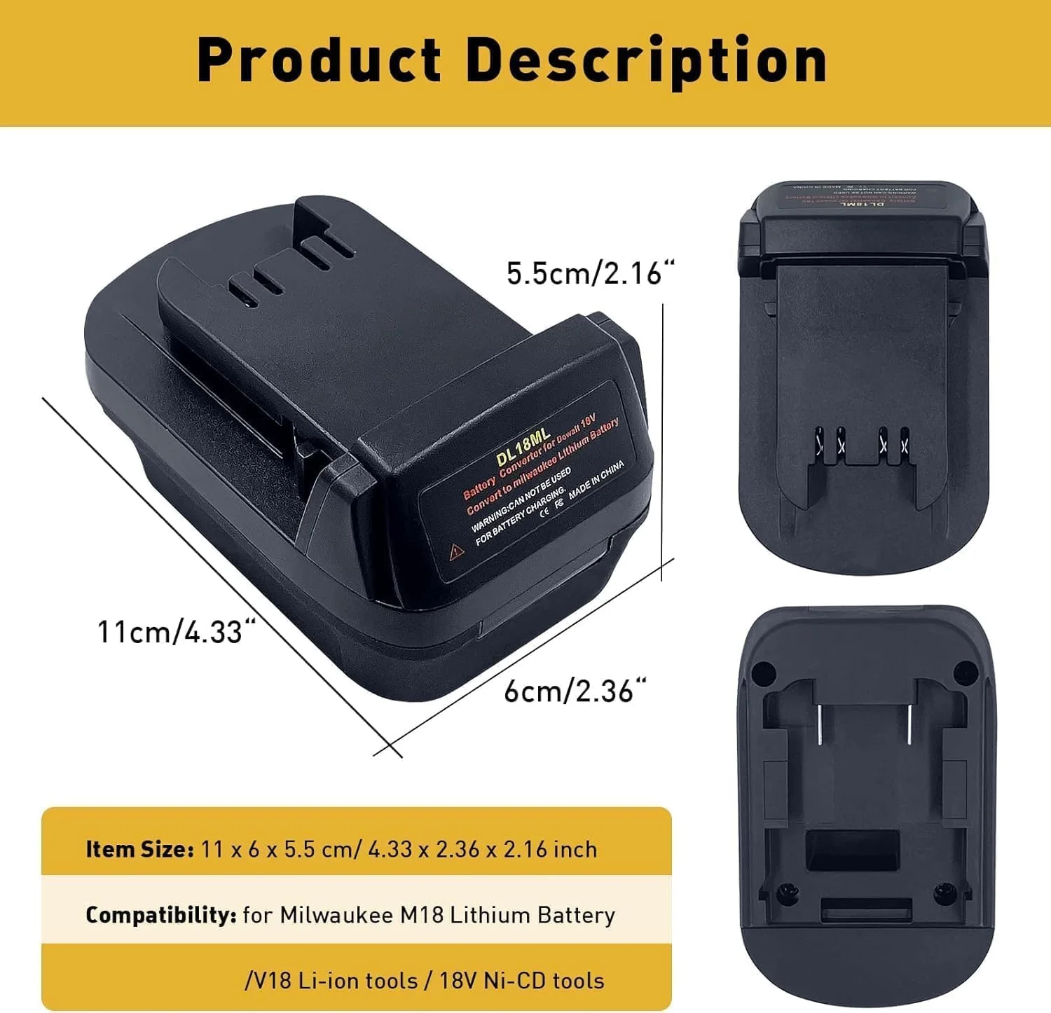 آداپتور باتری DL18ML برای تبدیل باتری دیوالت به میلواکی 18 ولت/20 ولت، مبدل آداپتور باتری برای باتری های لیتیوم یونی 18 ولت دیوالت به ابزار برقی 18 ولت میلواکی M18 (بدون باتری) آداپتور باتری DL18ML برای تبدیل باتری دیوالت به میلواکی 18 ولت/20 ولت، مبدل آداپتور باتری برای باتری های لیتیوم یونی 18 ولت دیوالت به ابزار برقی 18 ولت میلواکی M18 (بدون باتری)