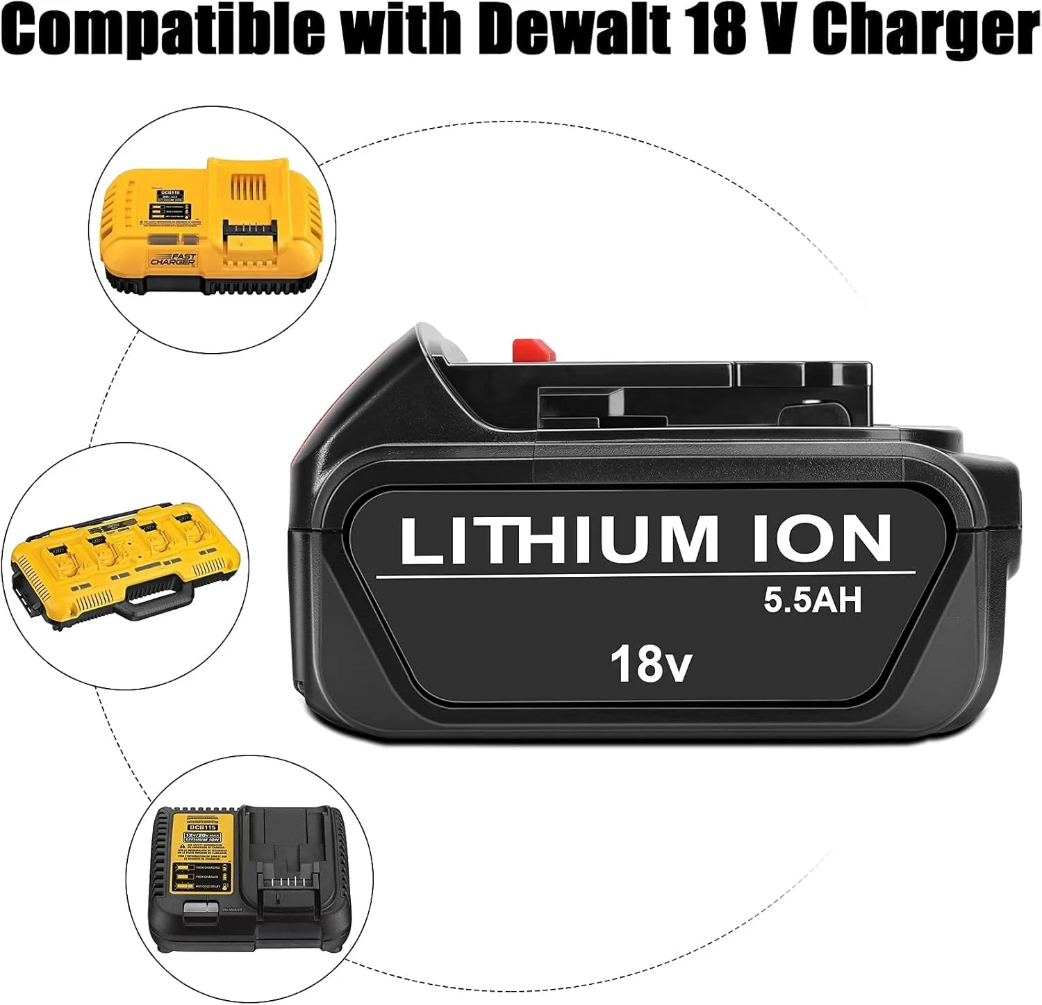 باطری 5.5 آمپر 18 ولت JYJZPB برای باطری DeWalt DCB184 DCB200 MAX XR لیتیوم-یون، باطری جایگزین برای DeWalt 18V DCB180 DCB181 DCB182 DCB201 بسته 2 عددی باطری 18 ولت باطری 5.5 آمپر 18 ولت JYJZPB برای باطری DeWalt DCB184 DCB200 MAX XR لیتیوم-یون، باطری جایگزین برای DeWalt 18V DCB180 DCB181 DCB182 DCB201 بسته 2 عددی باطری 18 ولت