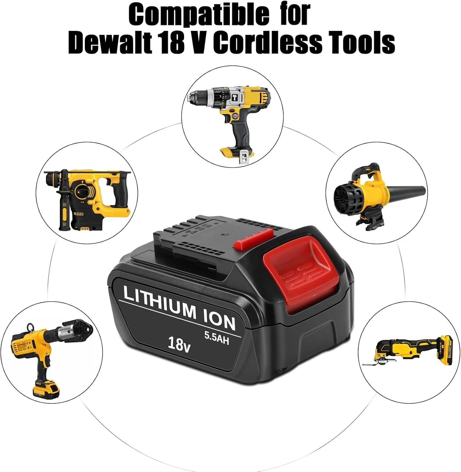 باطری 5.5 آمپر 18 ولت JYJZPB برای باطری DeWalt DCB184 DCB200 MAX XR لیتیوم-یون، باطری جایگزین برای DeWalt 18V DCB180 DCB181 DCB182 DCB201 بسته 2 عددی باطری 18 ولت باطری 5.5 آمپر 18 ولت JYJZPB برای باطری DeWalt DCB184 DCB200 MAX XR لیتیوم-یون، باطری جایگزین برای DeWalt 18V DCB180 DCB181 DCB182 DCB201 بسته 2 عددی باطری 18 ولت