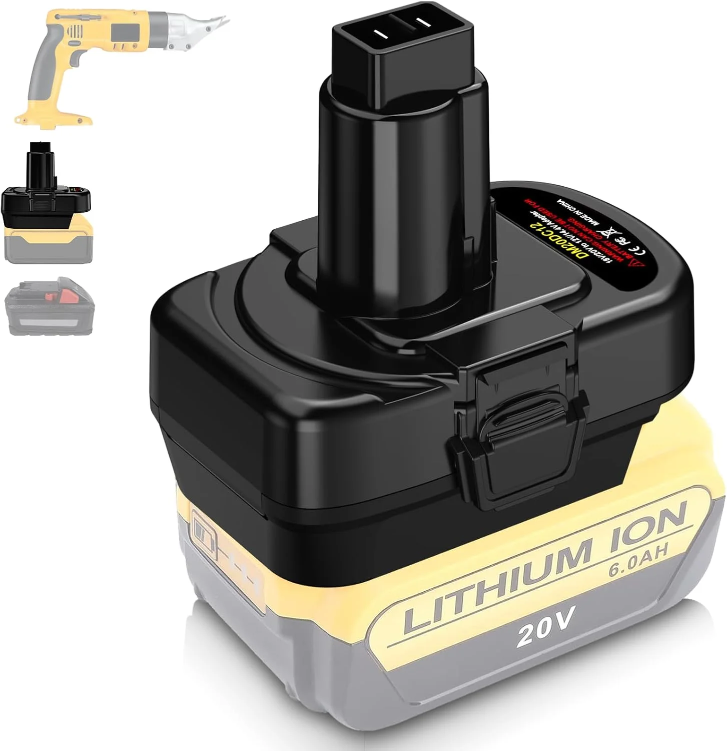 آداپتور EID برای ابزارهای دیوالت 12 ولت 14.4 ولت NI-Cd NI-Mh، برای دیوالت 20 ولت 60 ولت و برای تبدیل باتری لیتیوم-یون 18 ولت M18 میلواکی به باتری های 12 ولت 14.4 ولت NI-Cd NI-Mh DC9091 دیوالت، منبع تغذیه برای باتری NI-CD