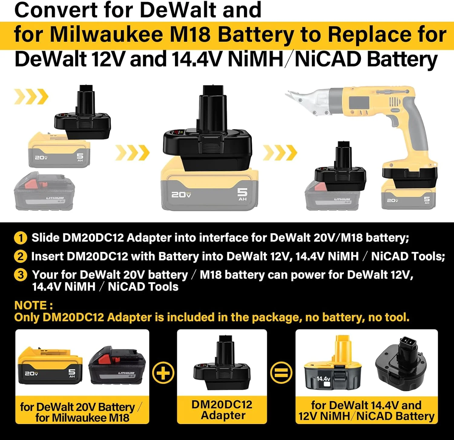 آداپتور EID برای ابزارهای دیوالت 12 ولت 14.4 ولت NI-Cd NI-Mh، برای دیوالت 20 ولت 60 ولت و برای تبدیل باتری لیتیوم-یون 18 ولت M18 میلواکی به باتری های 12 ولت 14.4 ولت NI-Cd NI-Mh DC9091 دیوالت، منبع تغذیه برای باتری NI-CD آداپتور EID برای ابزارهای دیوالت 12 ولت 14.4 ولت NI-Cd NI-Mh، برای دیوالت 20 ولت 60 ولت و برای تبدیل باتری لیتیوم-یون 18 ولت M18 میلواکی به باتری های 12 ولت 14.4 ولت NI-Cd NI-Mh DC9091 دیوالت، منبع تغذیه برای باتری NI-CD